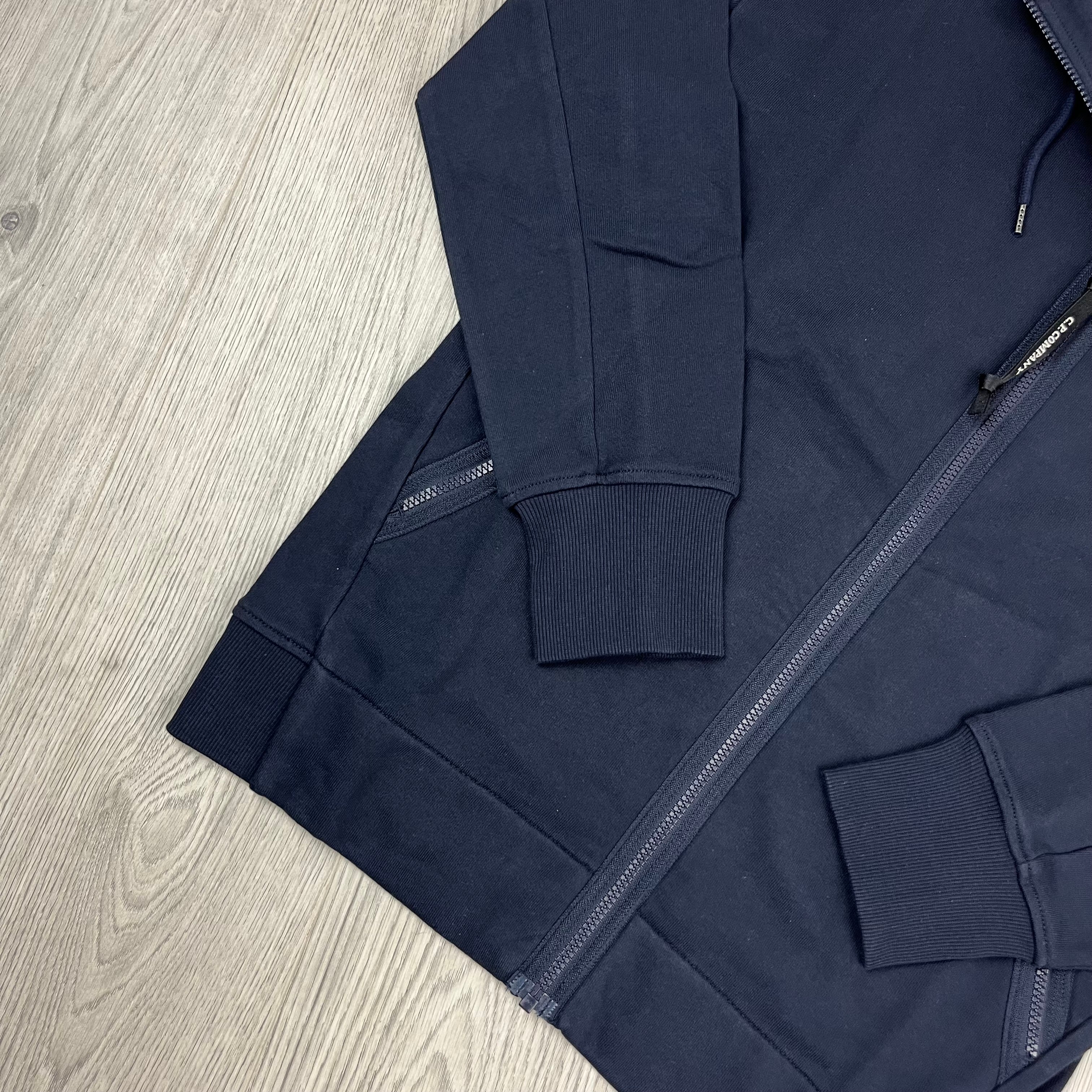 CP Company Raised Fleece Goggle Hoodie - Navy