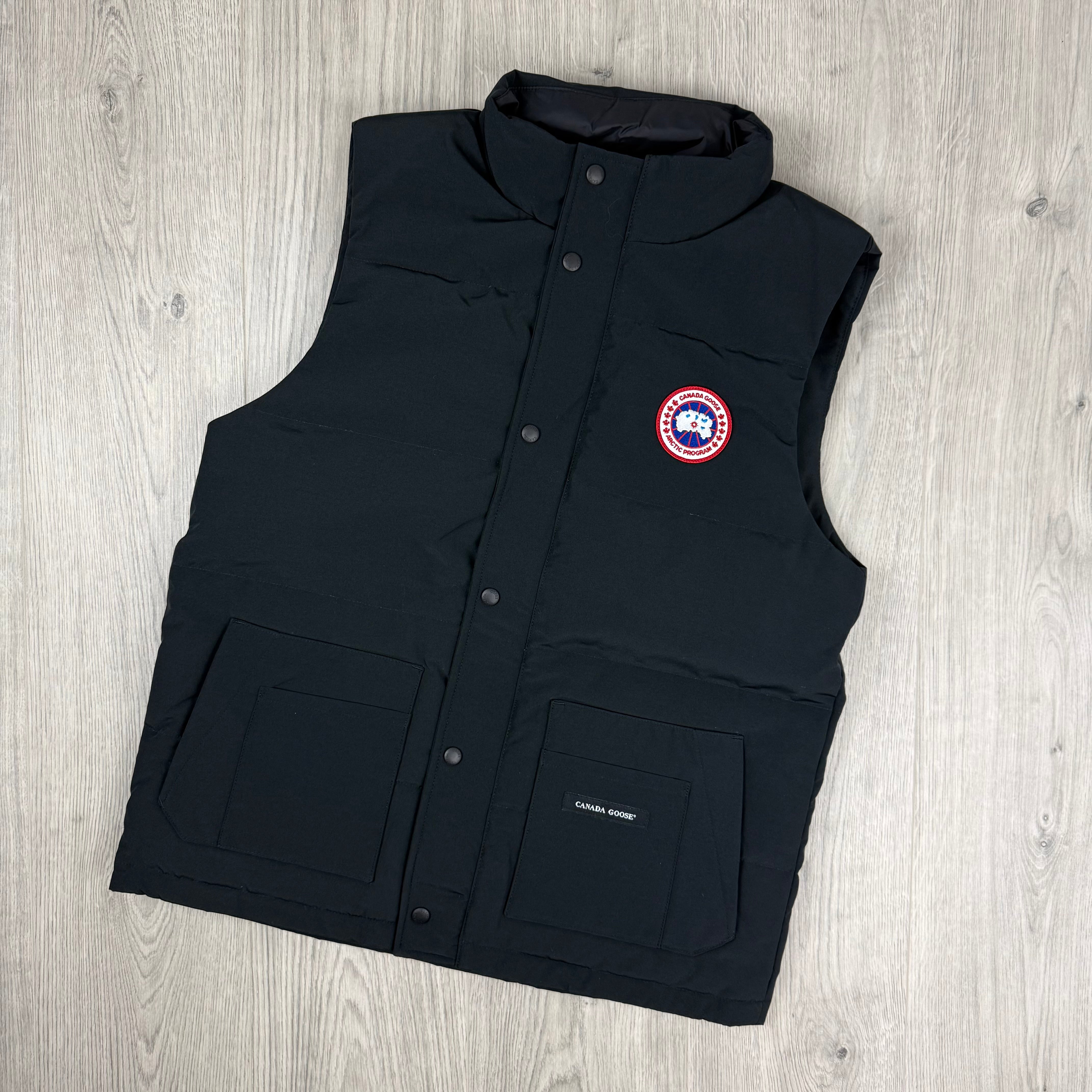 Men's Canada Goose Freestyle Crew Gilet in Black. On sale at Open Attire.