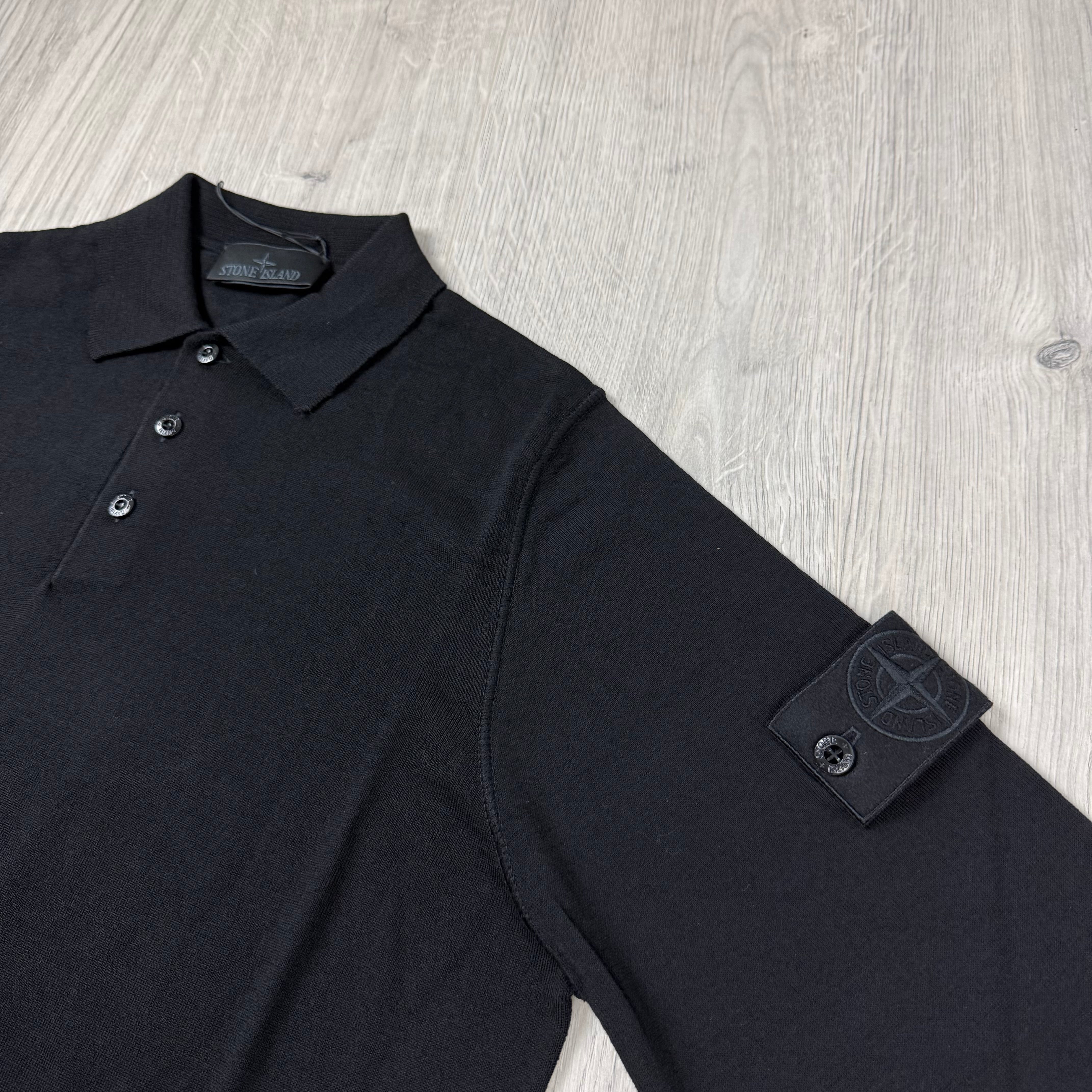 Stone Island Ghost Knit Polo Shirt - Black