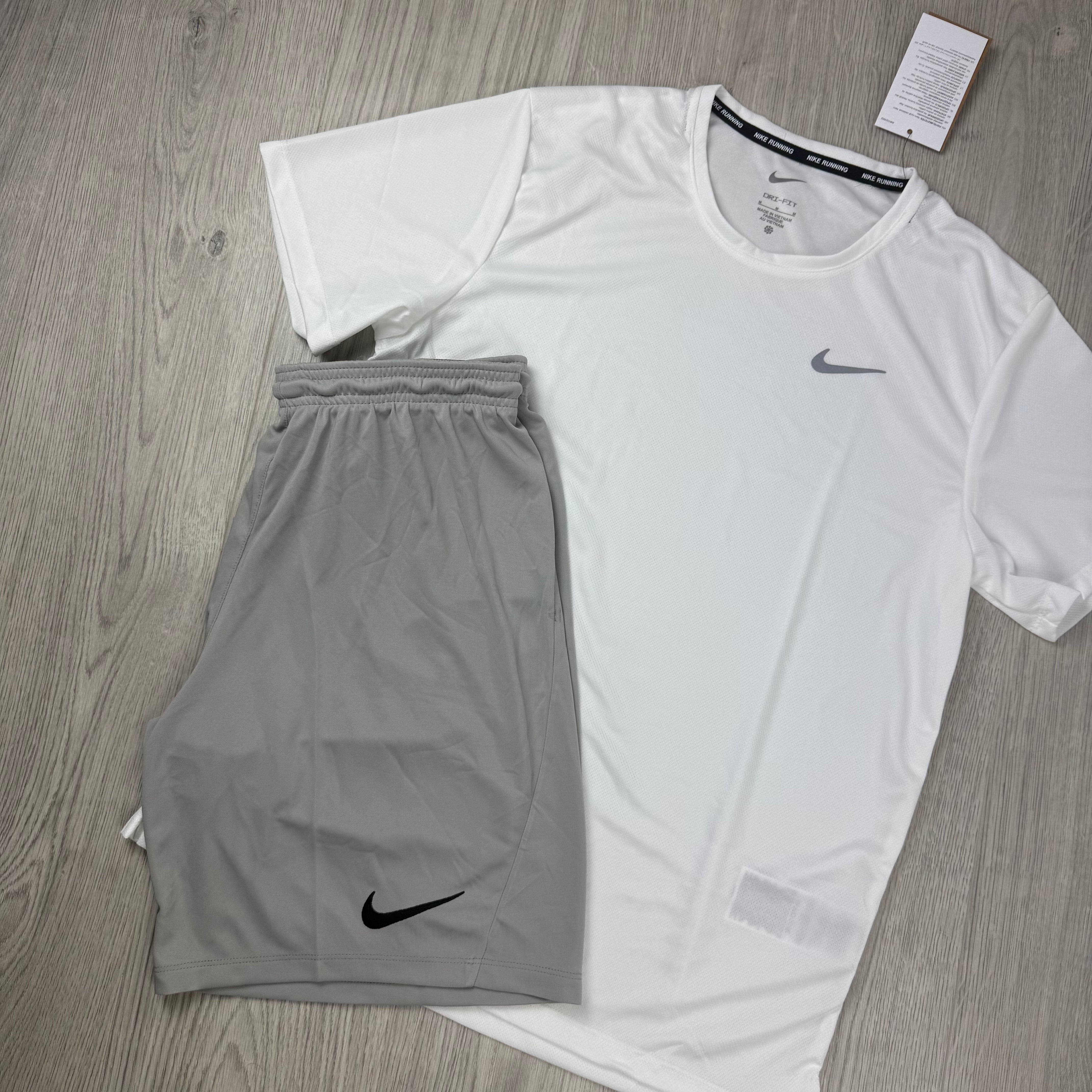 Nike 'Miler' Set - White/Pewter Grey