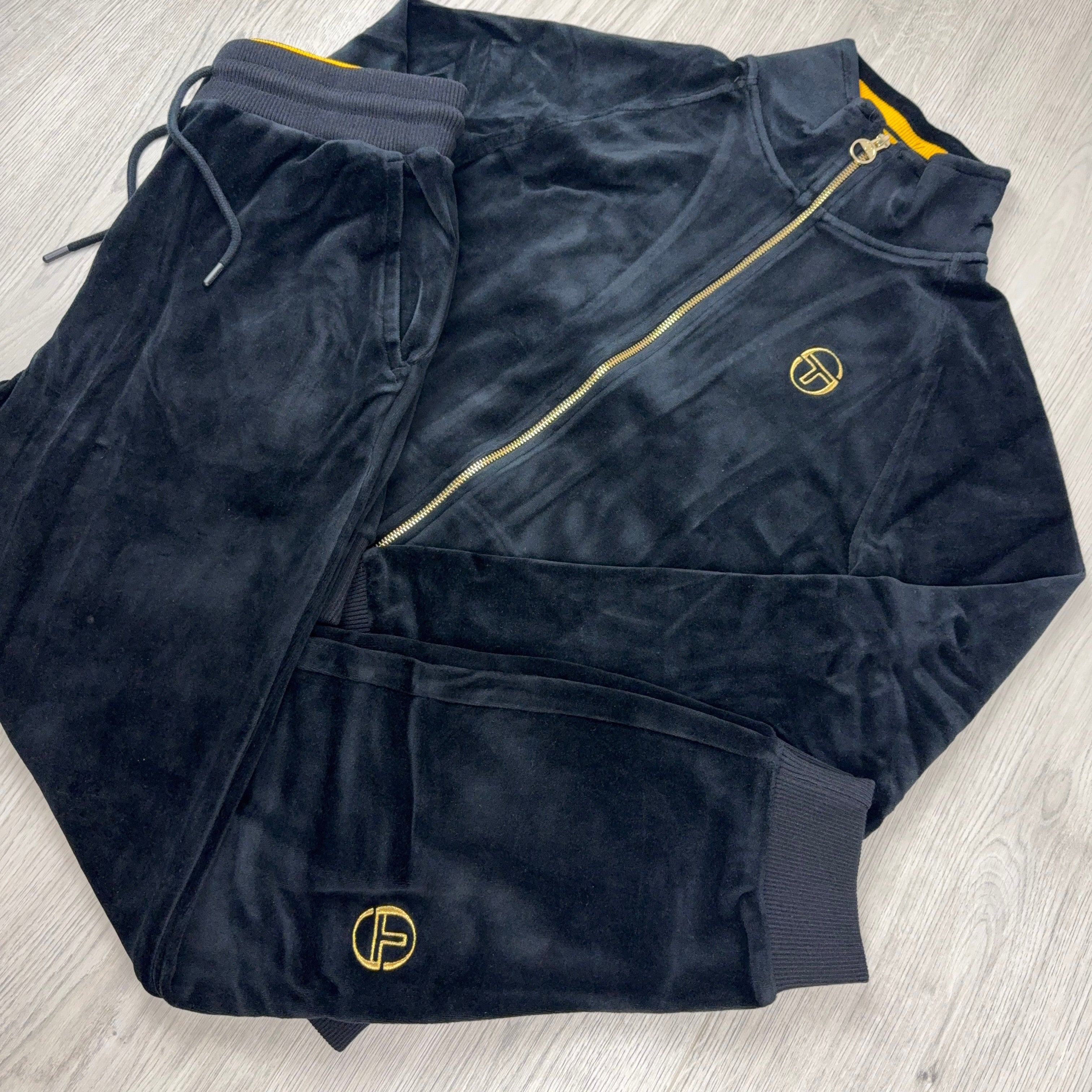 Sergio Tacchini 'Court' Velour Tracksuit - Black