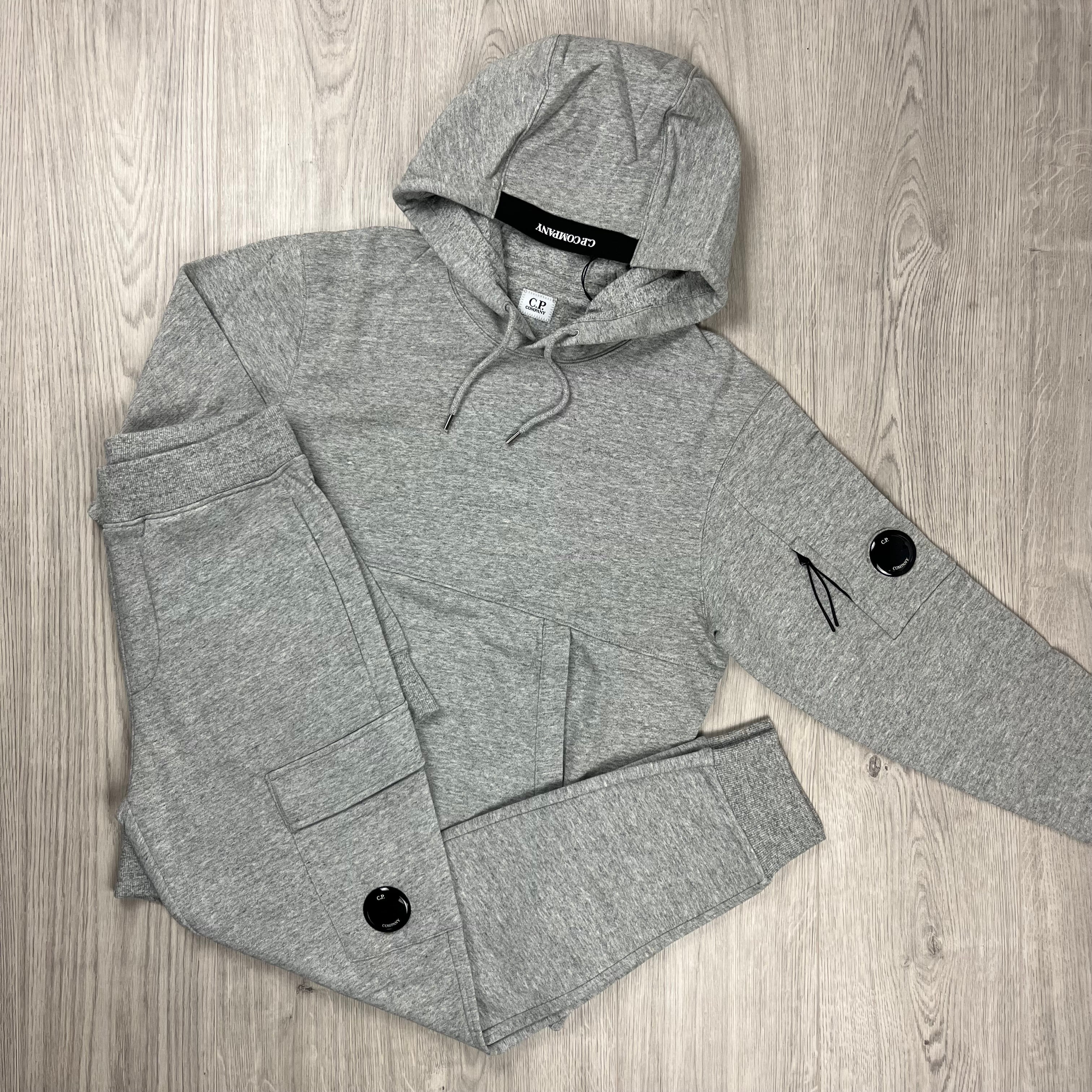 CP Company tracksuit in Greystone Melange. On sale at Open Attire.