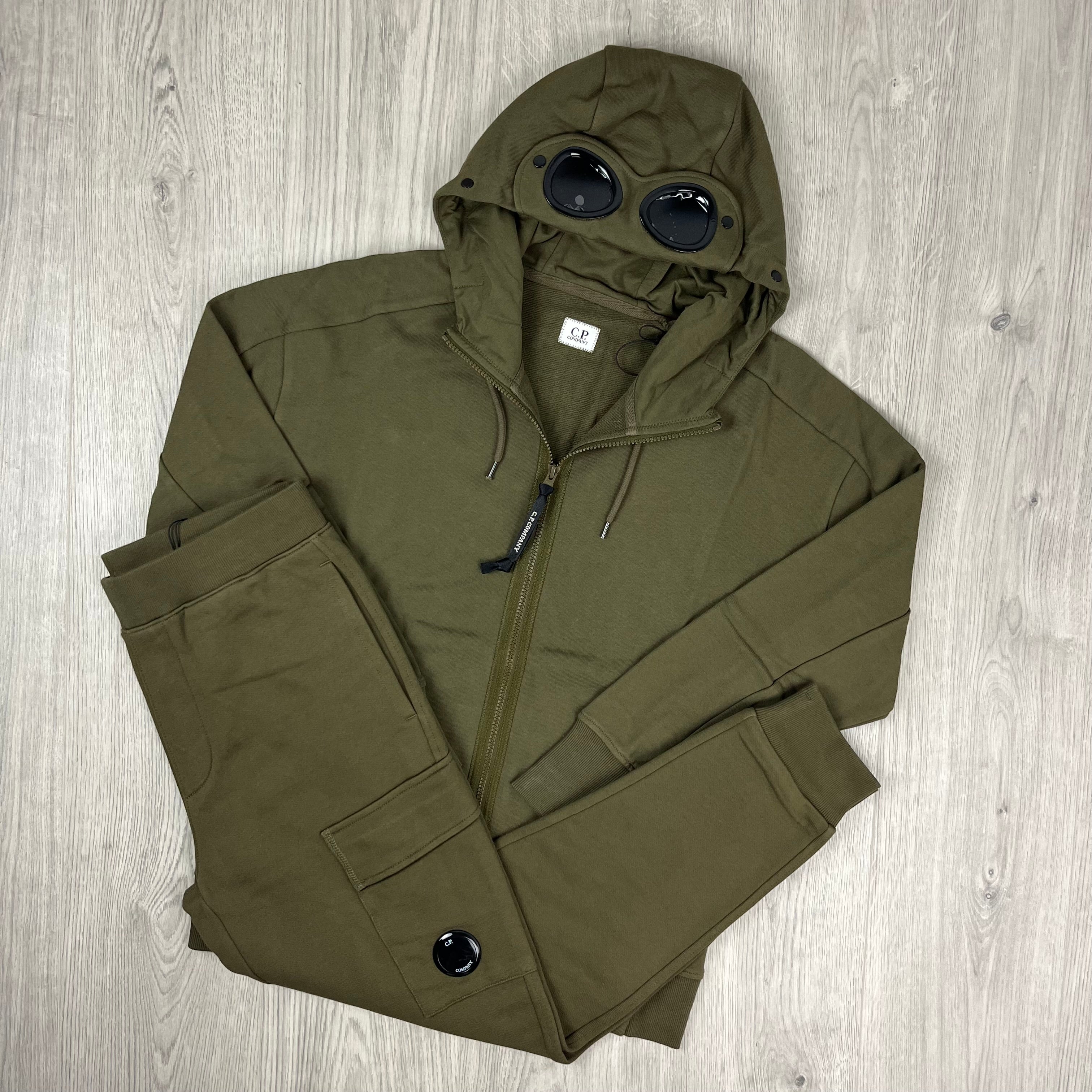 CP Company Raised Fleece Tracksuit - Ivy Green