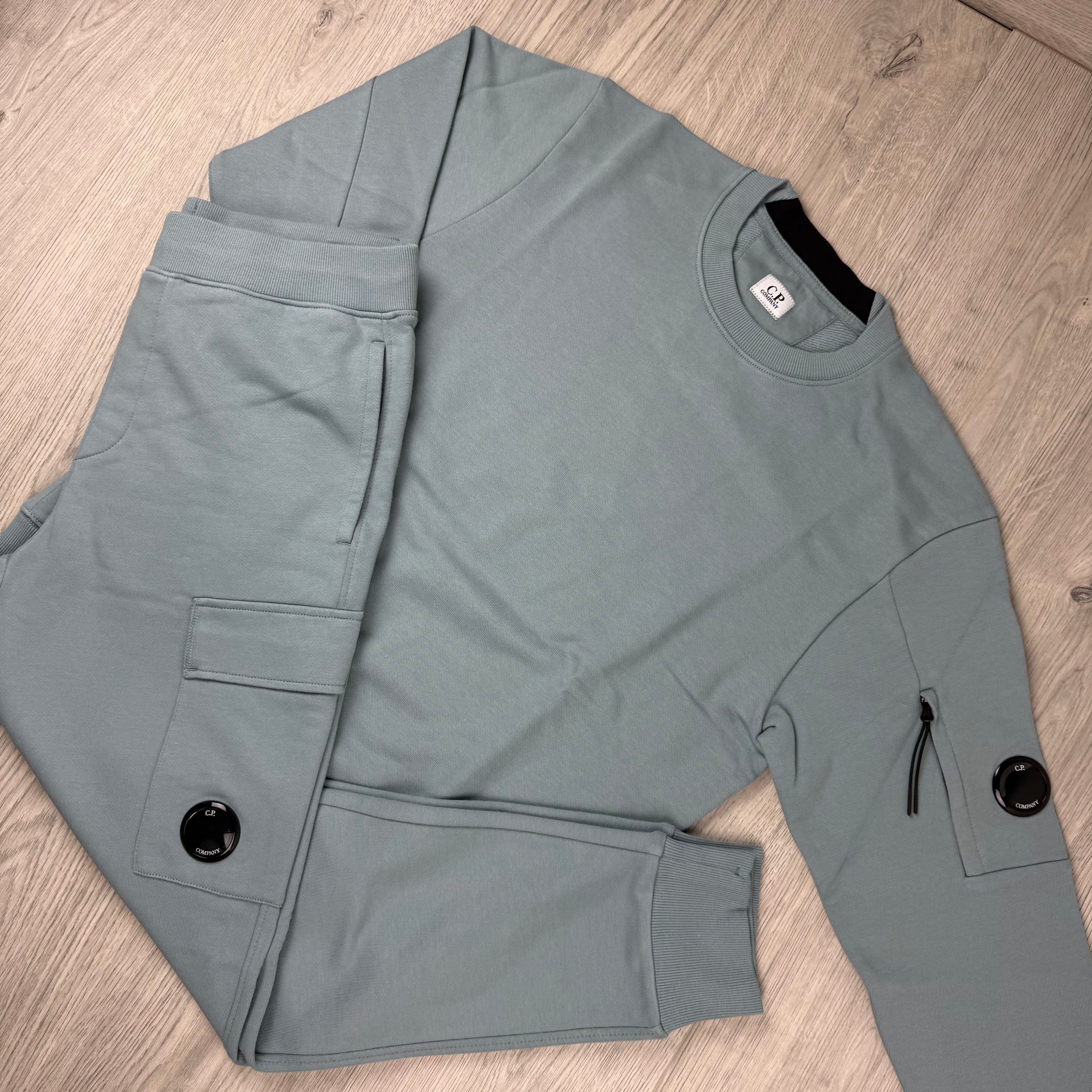 CP Company Raised Fleece Tracksuit - Silver Blue