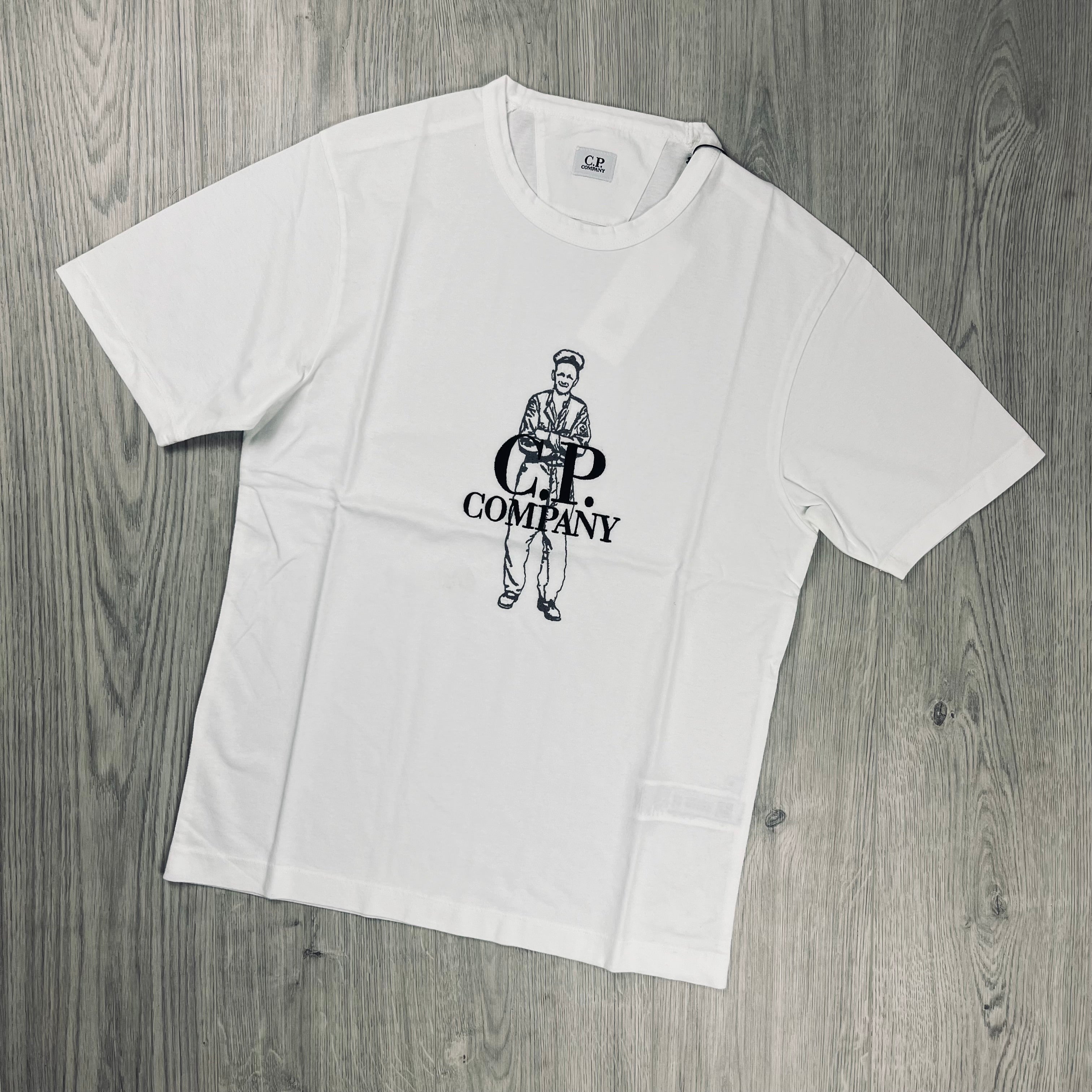 CP Company 1020 British Sailor T-Shirt in Gauze White. On sale at Open Attire.