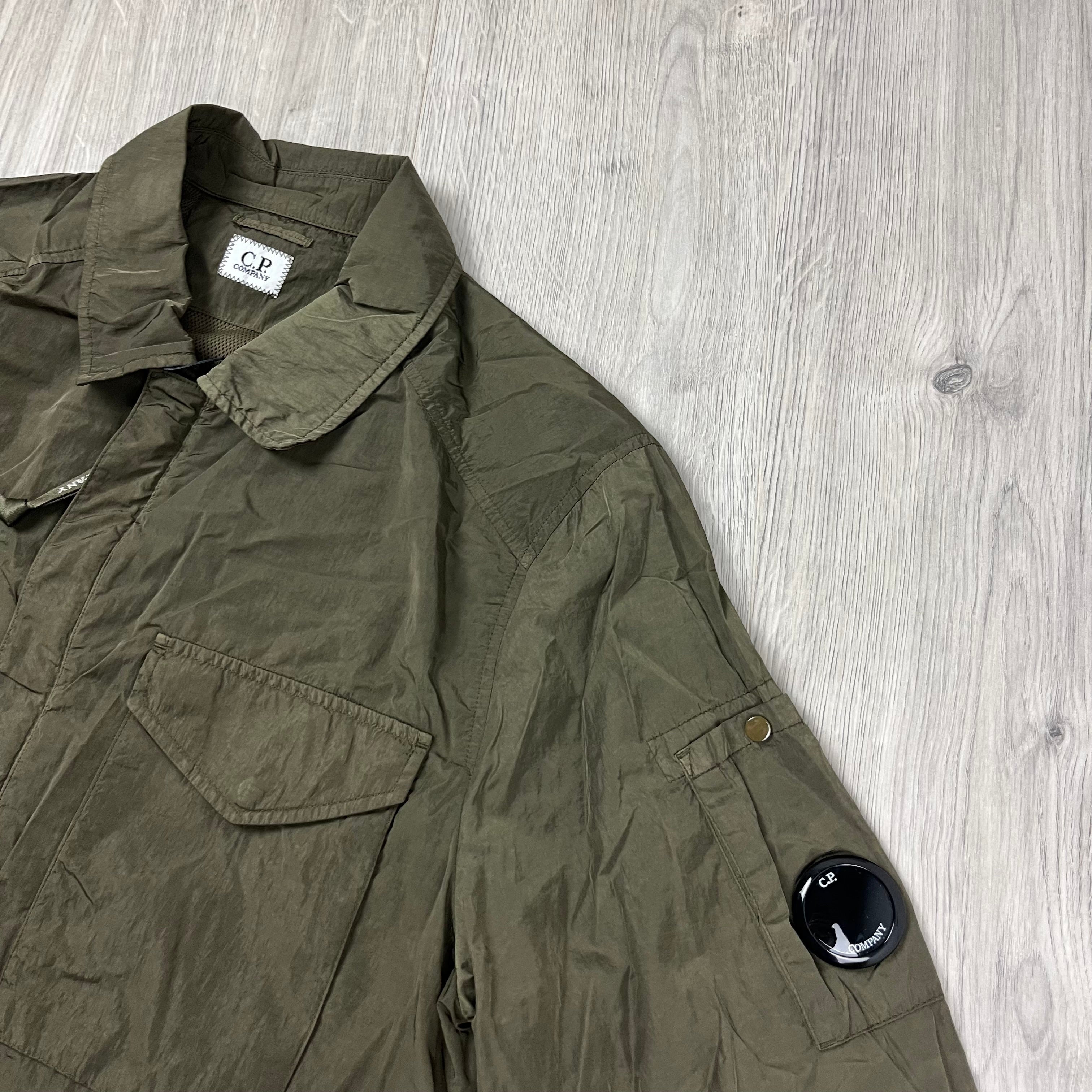 CP Company Chrome-R Overshirt in Ivy Green. On sale at Open Attire.