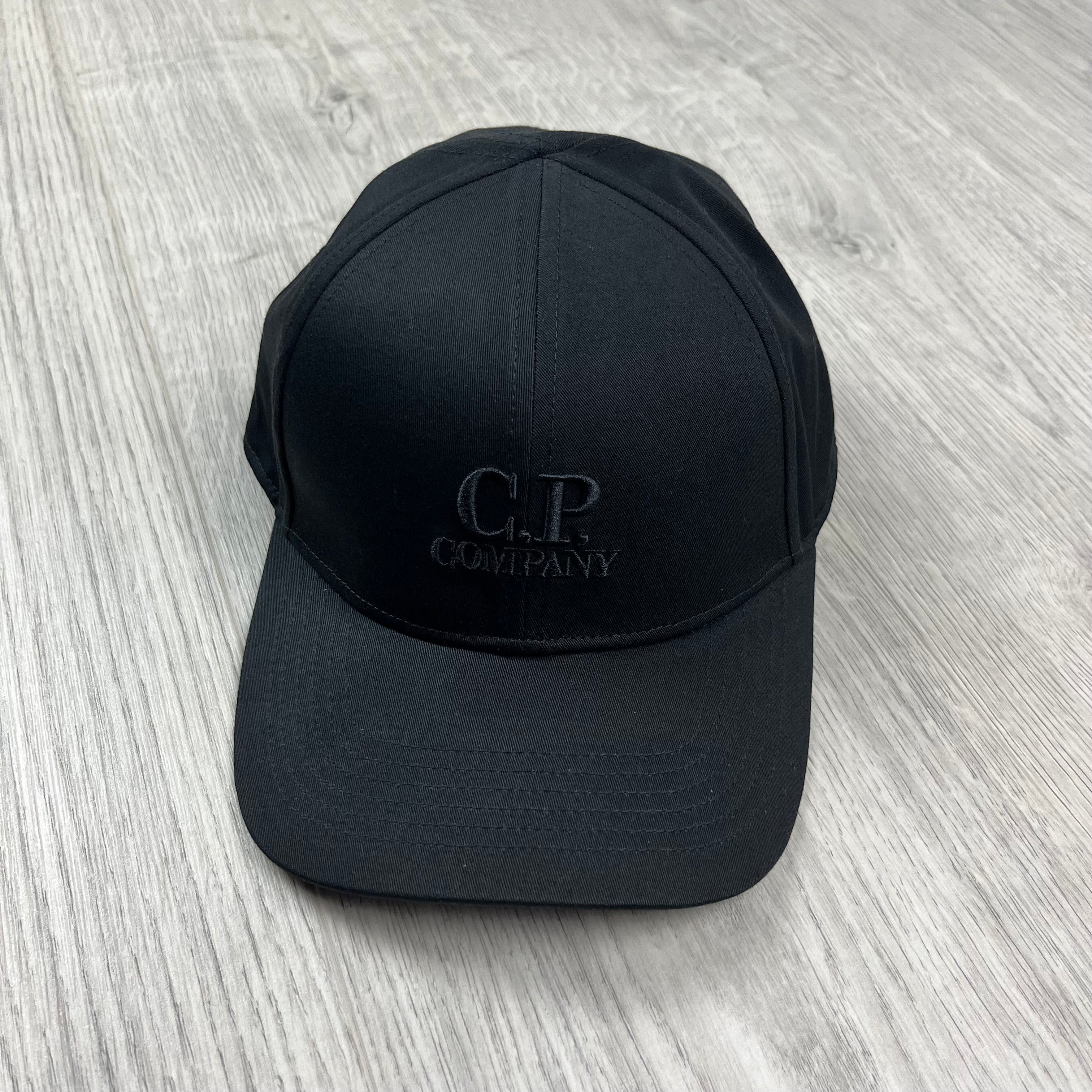 CP Company Gabardine Baseball Cap in Black. On sale at Open Attire.