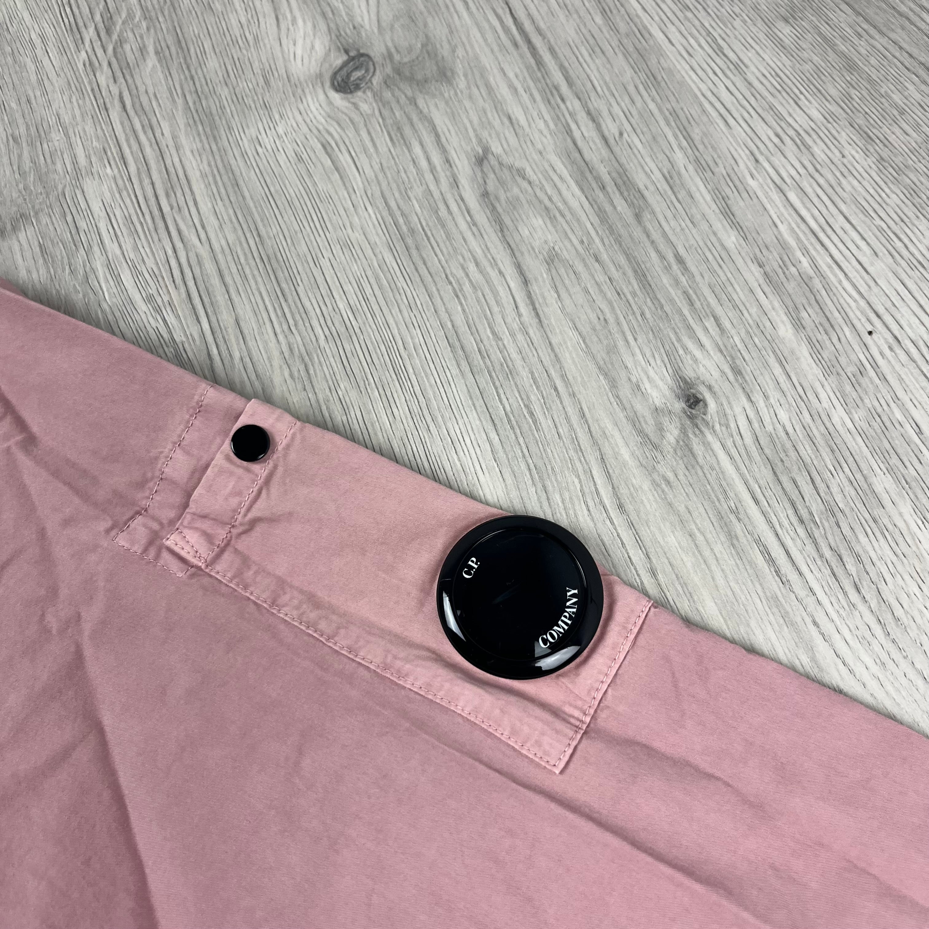 CP Company Gabardine Zip Overshirt in Misty Rose. On sale at Open Attire.