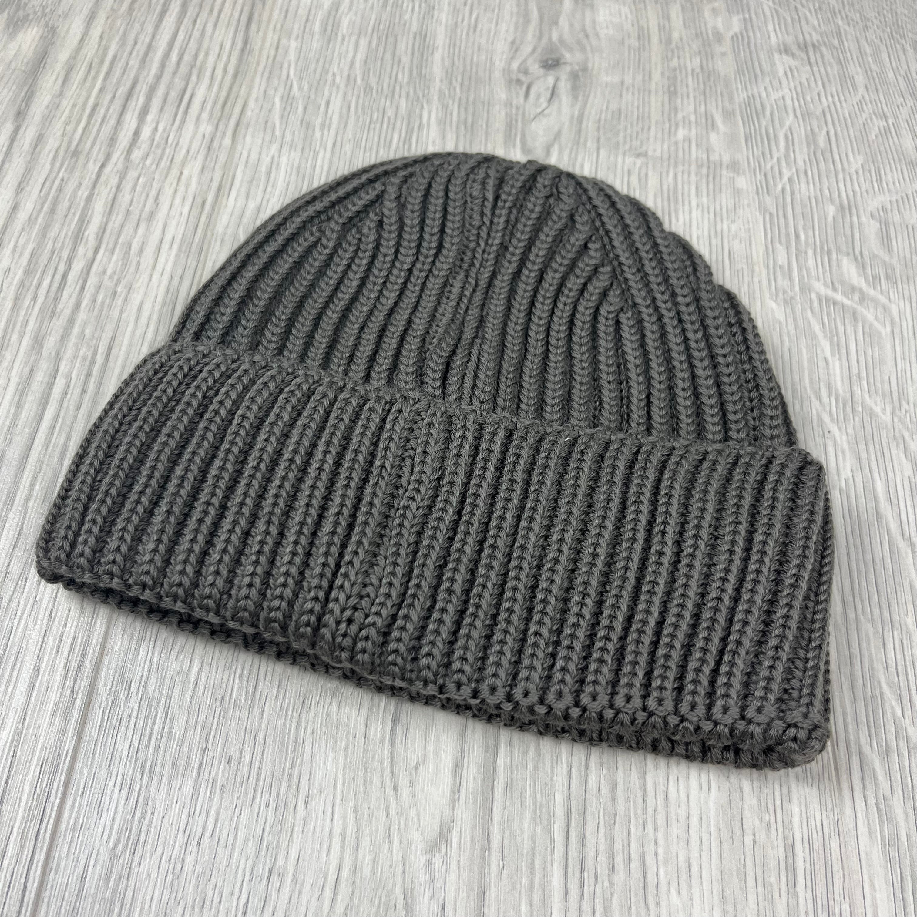 CP Company Merino Wool Lens Beanie in Walnut Beige. On sale at Open Attire.