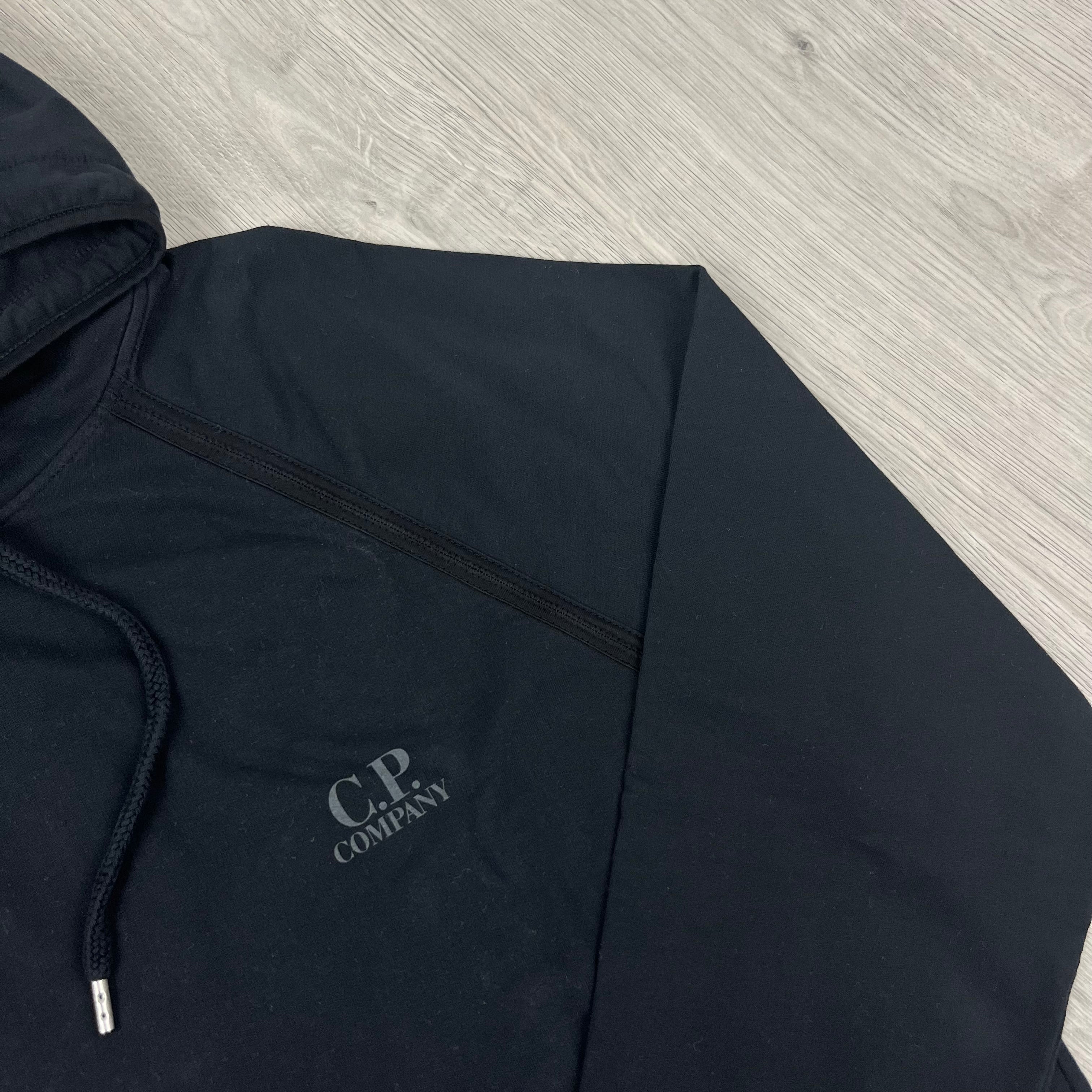 CP Company Light Fleece Hoodie in Black. On sale at Open Attire.