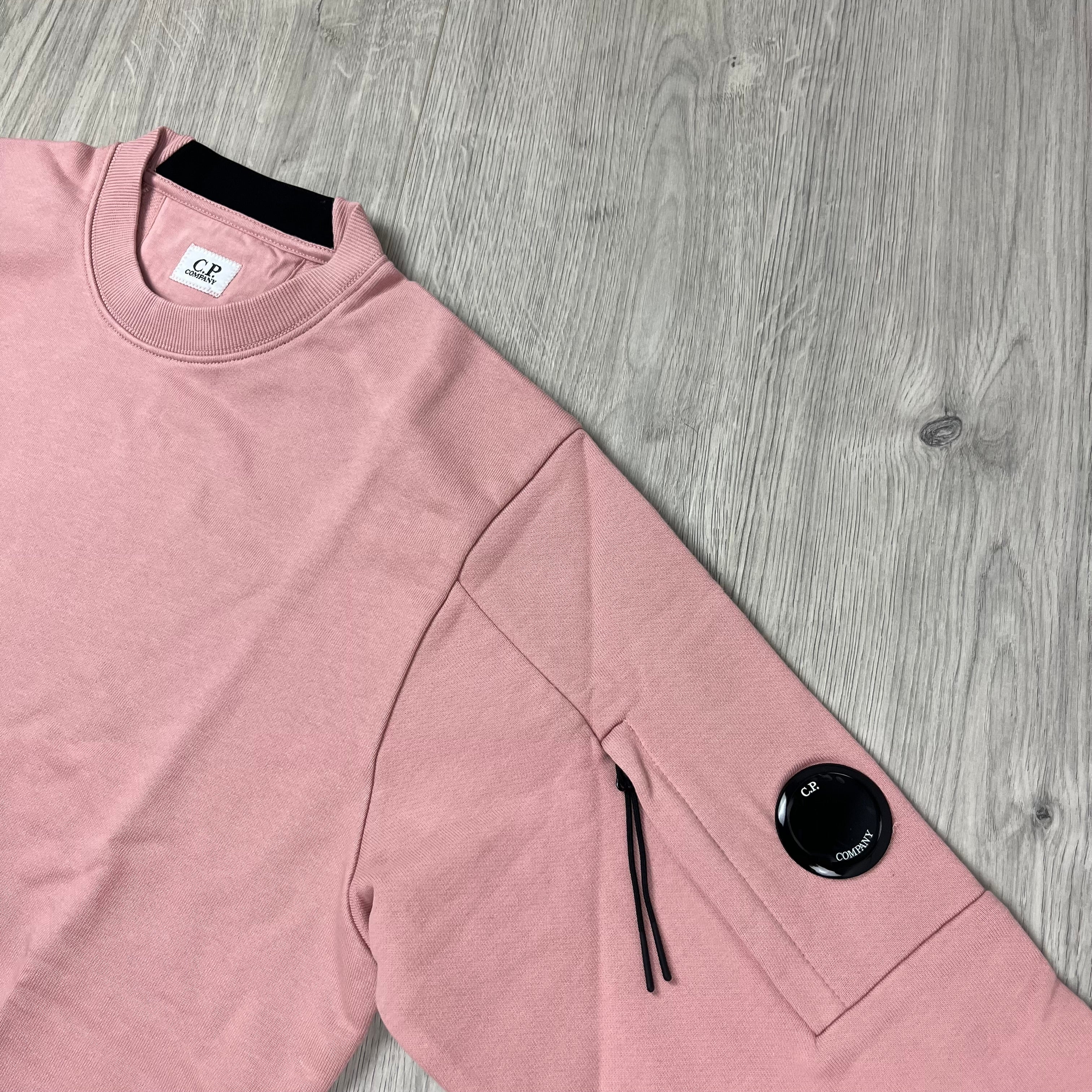 CP Company Raised Fleece Sweatshirt in Misty Rose. On sale at Open Attire.