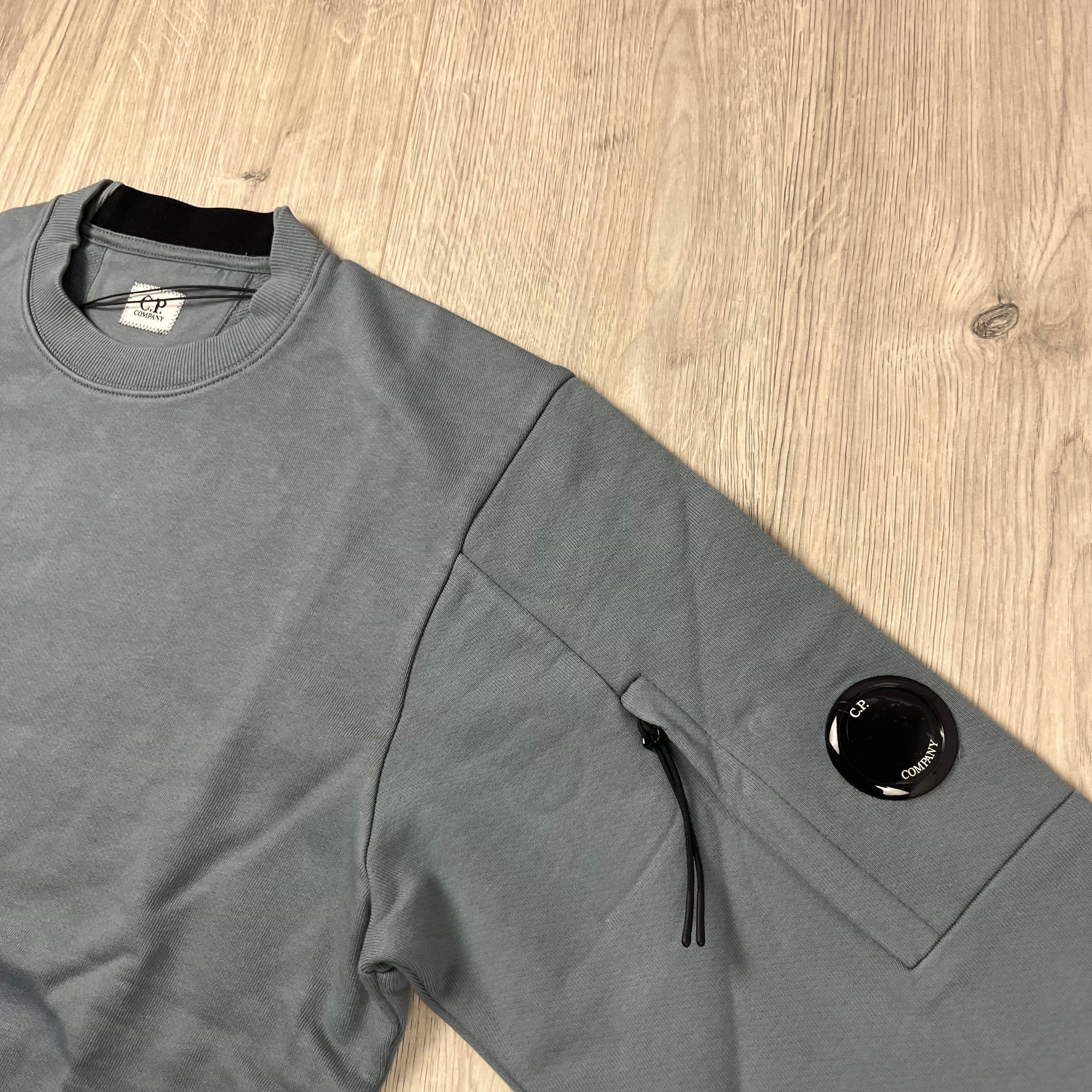 CP Company Raised Fleece Sweatshirt in Stormy Weather. On sale at Open Attire.