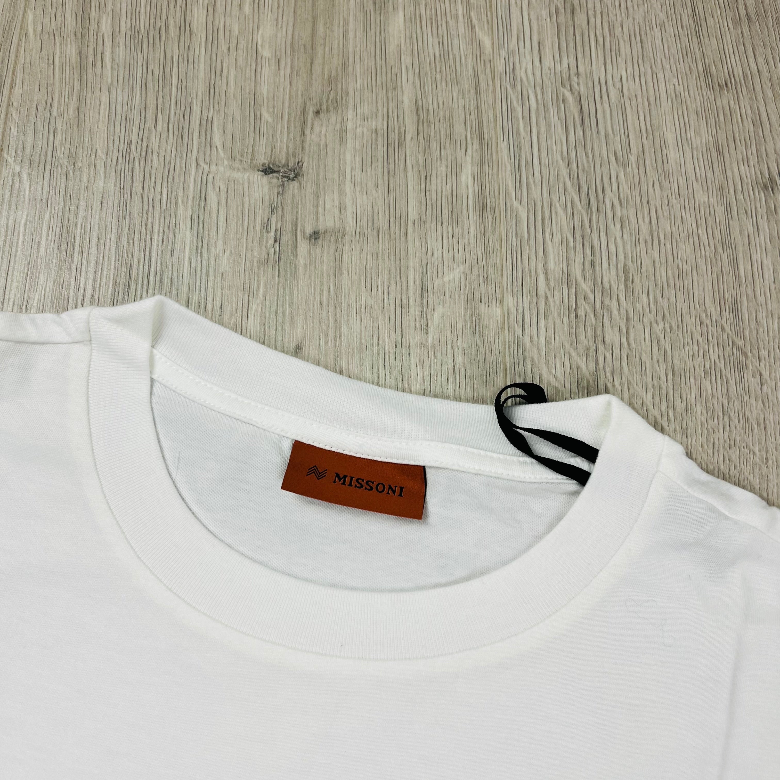 Missoni Embellished Logo T-Shirt in White. On sale at Open Attire.