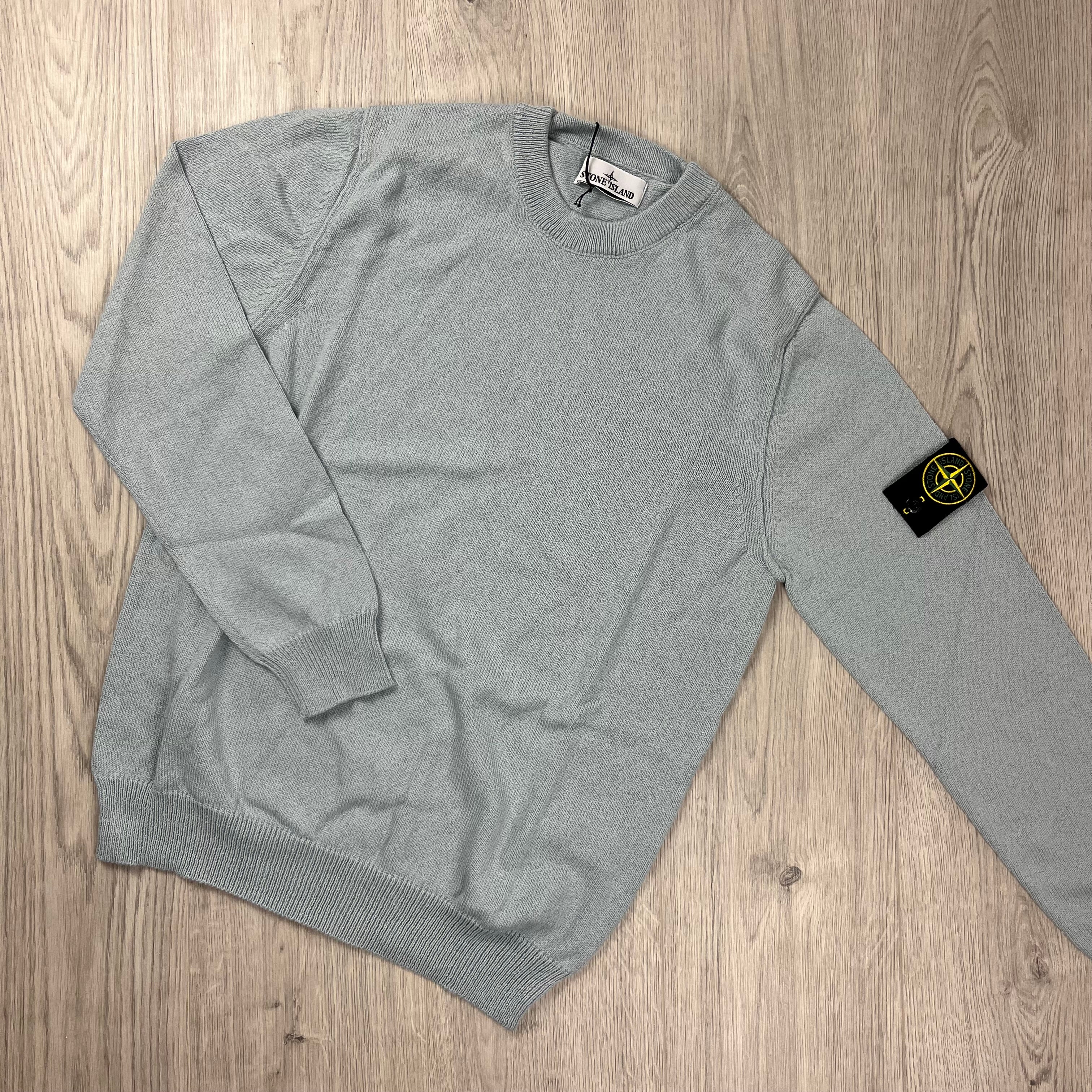 Stone Island knitted sweatshirt in Sky Blue. On sale at Open Attire.