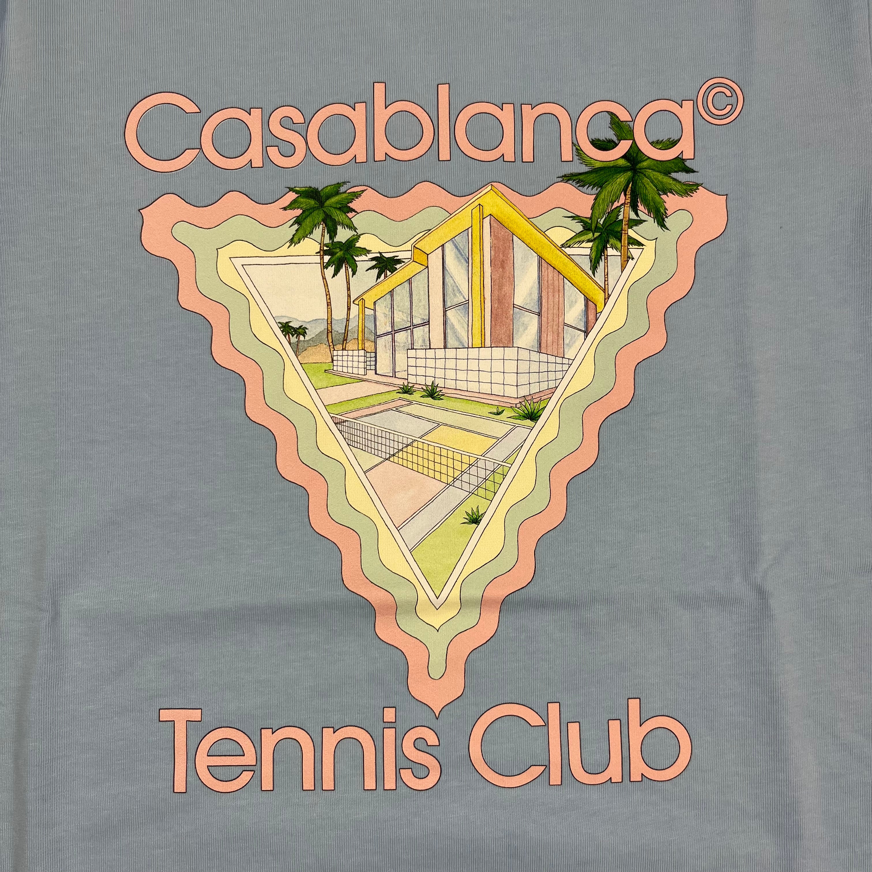 Casablanca 'Maison de Reve' Tennis Club T-shirt in Sky Blue. On sale at Open Attire.