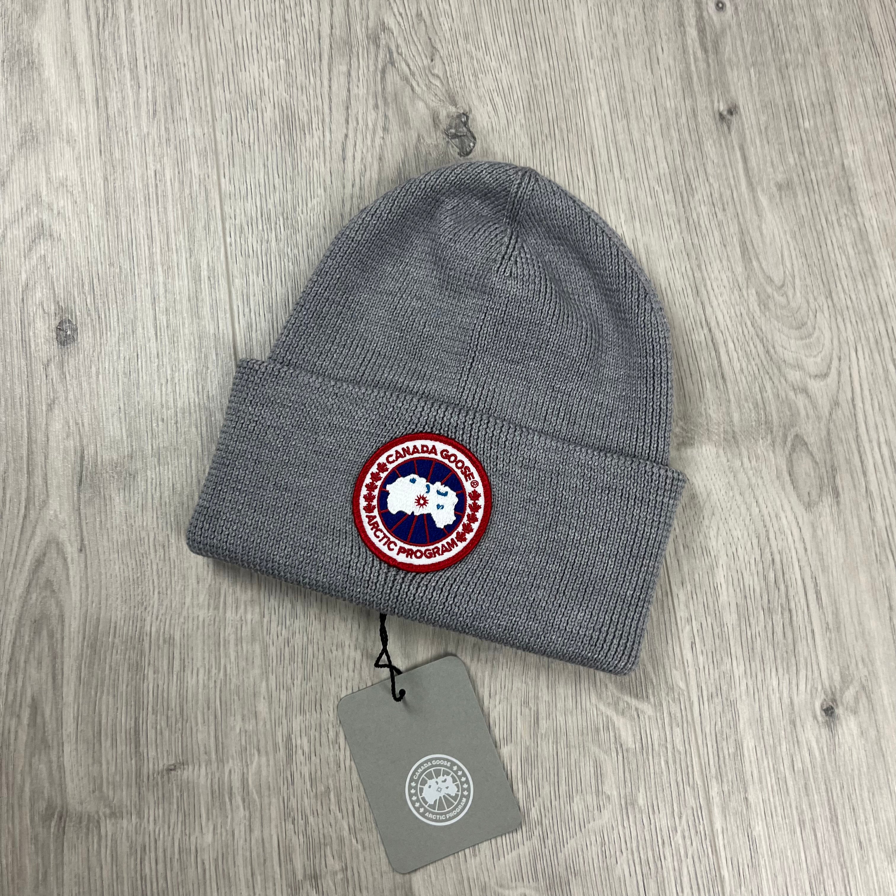 Canada Goose Arctic Toque Beanie in Heather Grey. On sale at Open Attire.