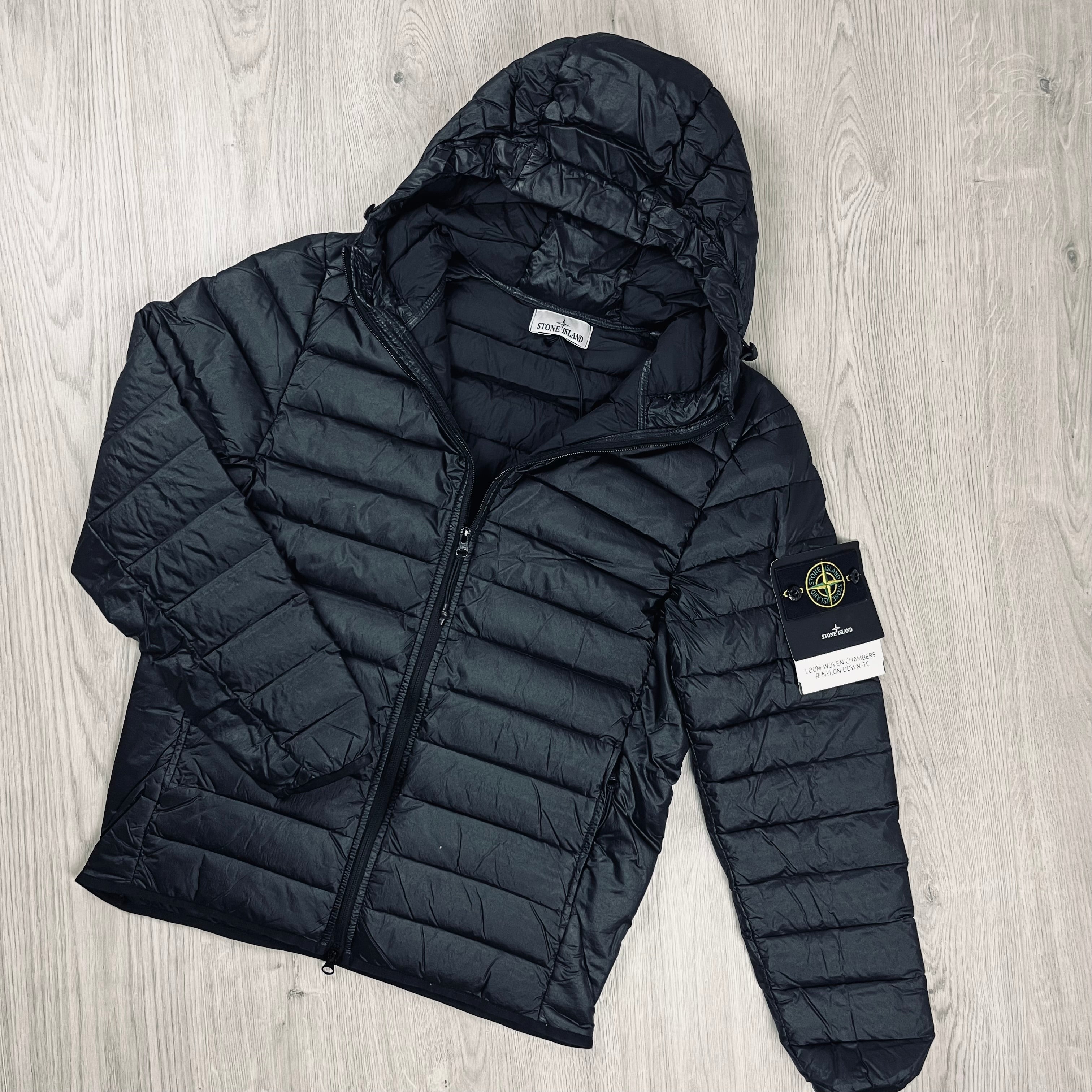 Stone Island Woven Down Jacket - Black