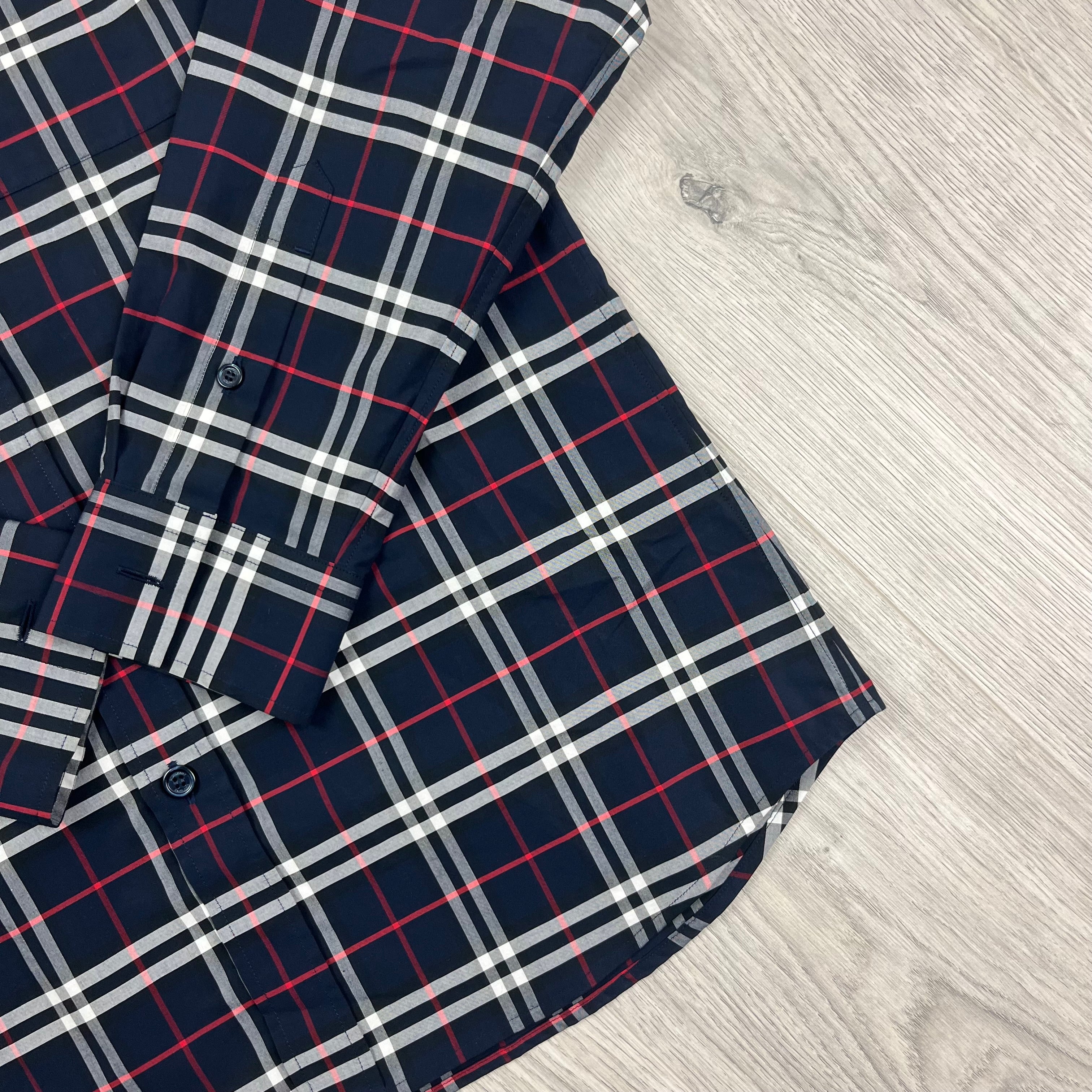 Burberry Simpson Shirt in Navy Blue. On sale at Open Attire.