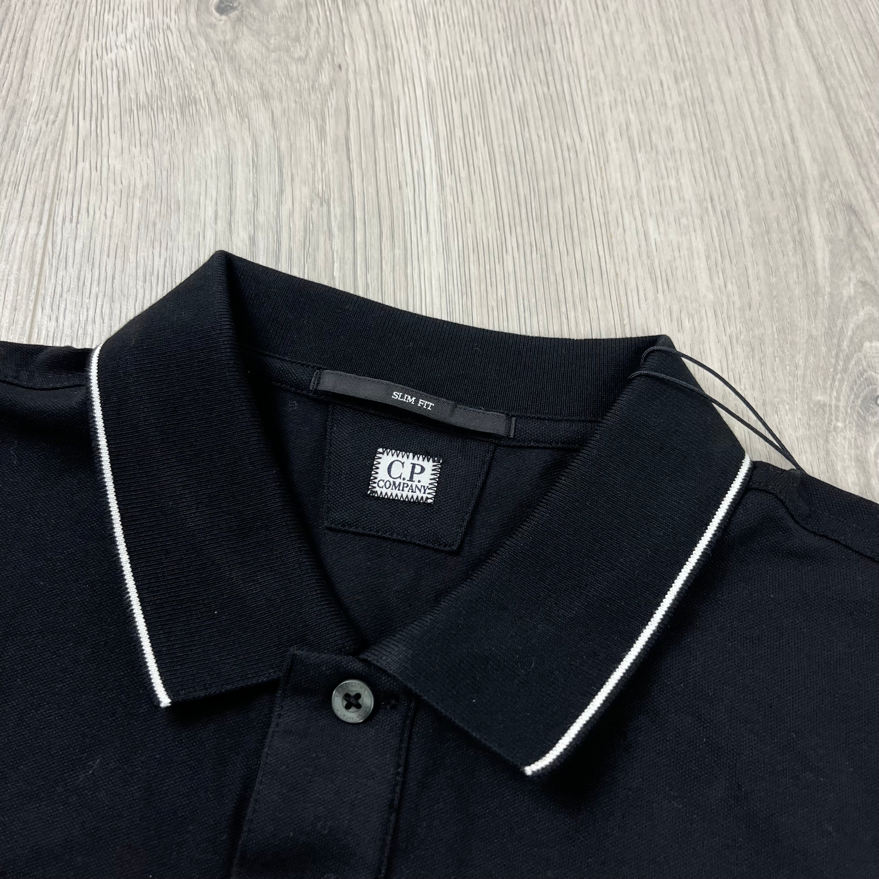 CP Company Piquet Polo Shirt - Black