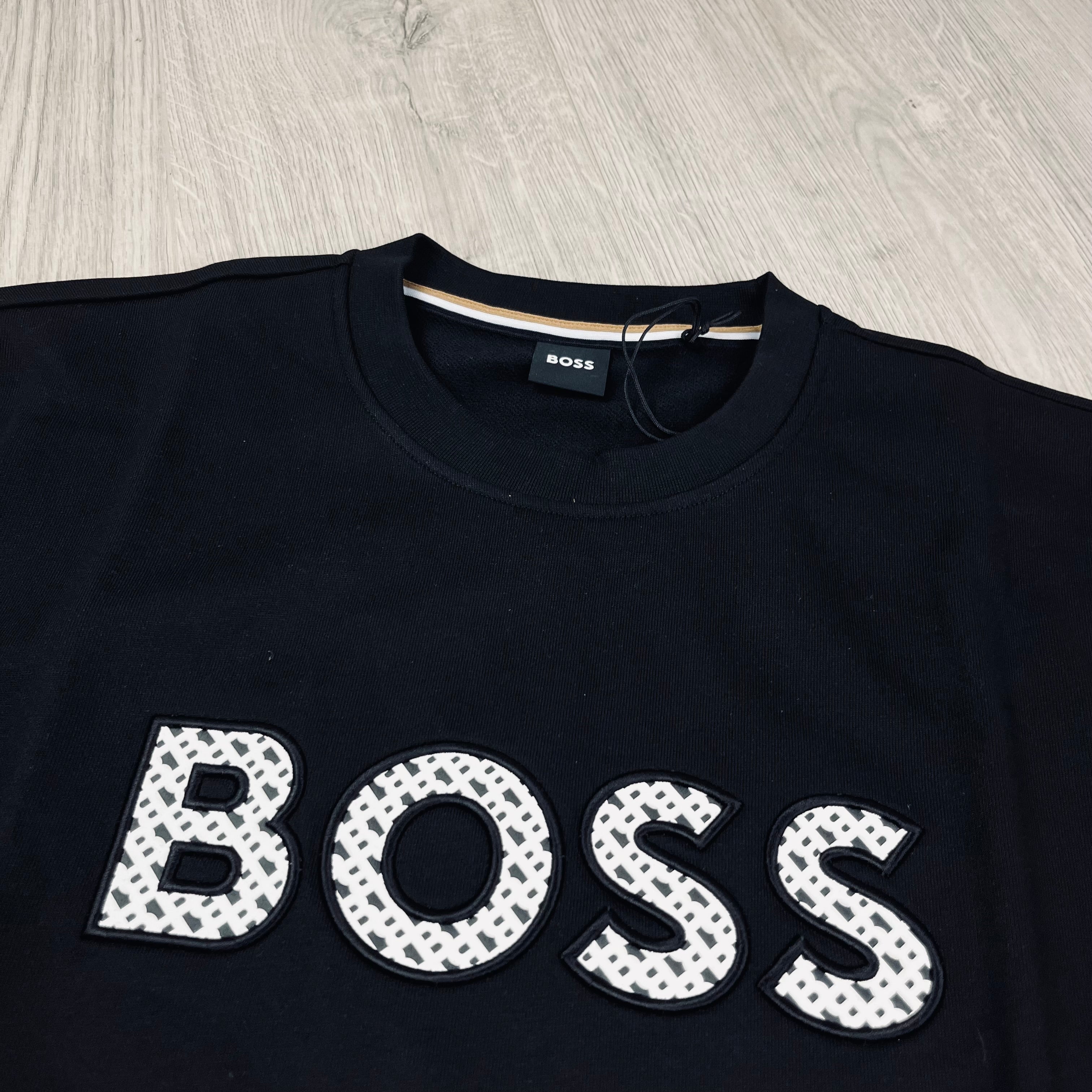 Hugo Boss Logo Sweatshirt in Black. On sale at Open Attire.