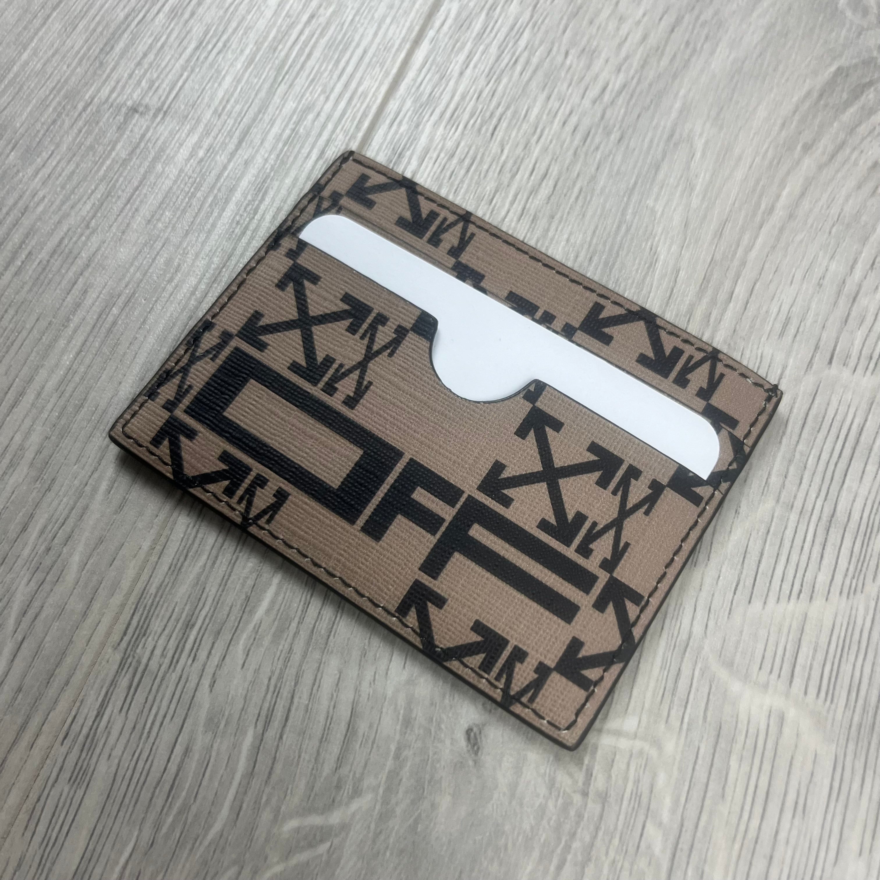 Off-White Leather Cardholder - Brown