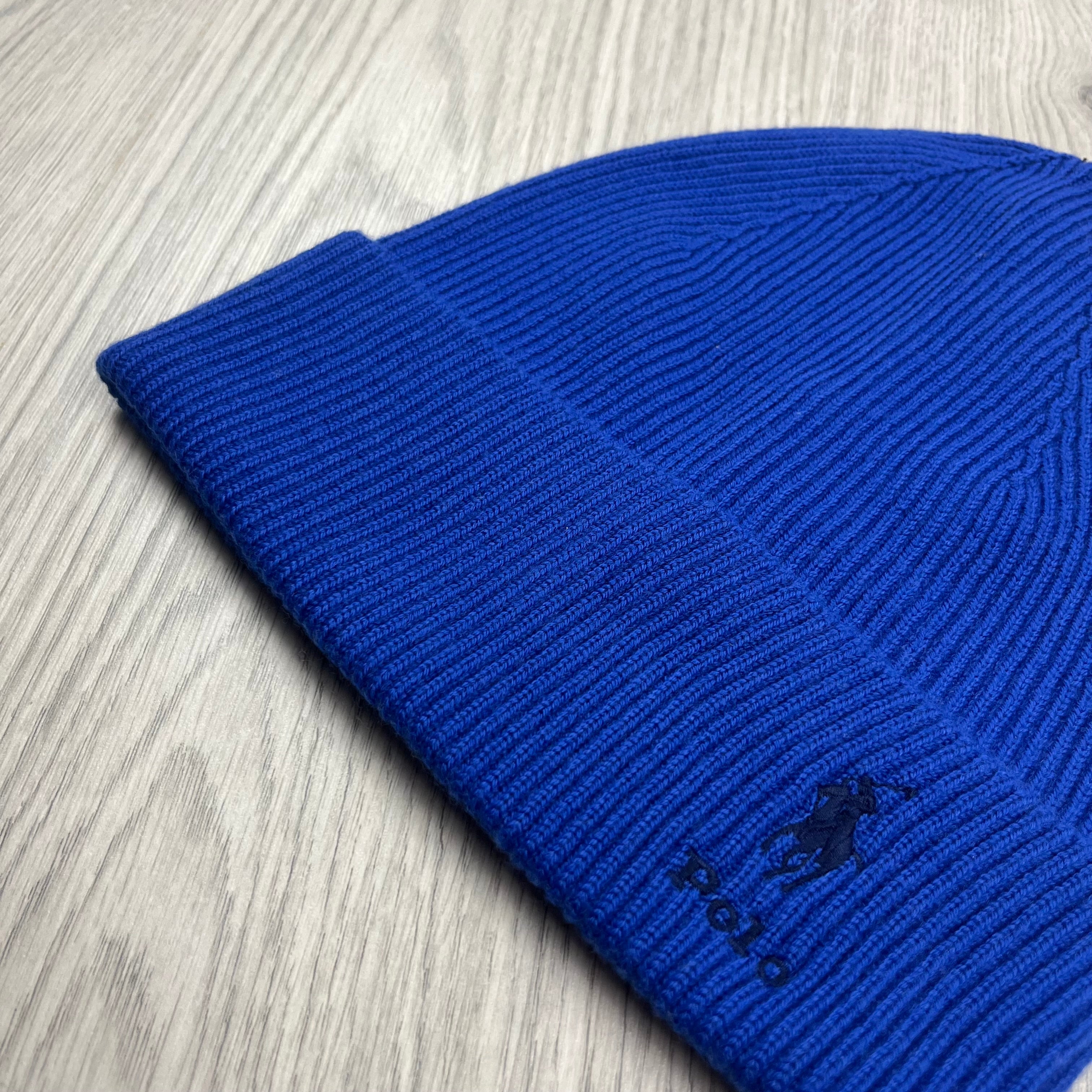 Polo Ralph Lauren Beanie in Royal Blue. On sale at Open Attire.