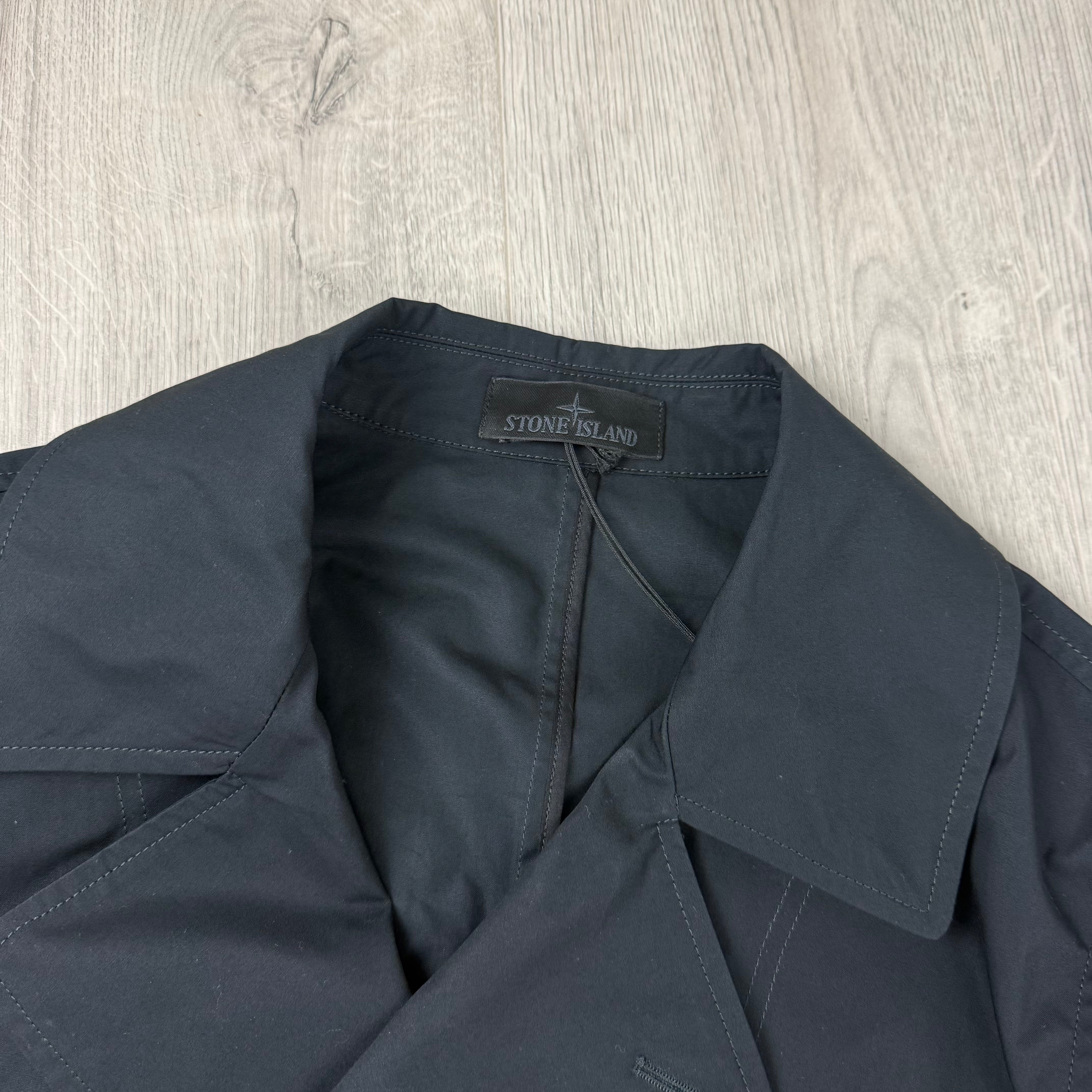 Stone Island Ghost Canvas Pea Coat - Black