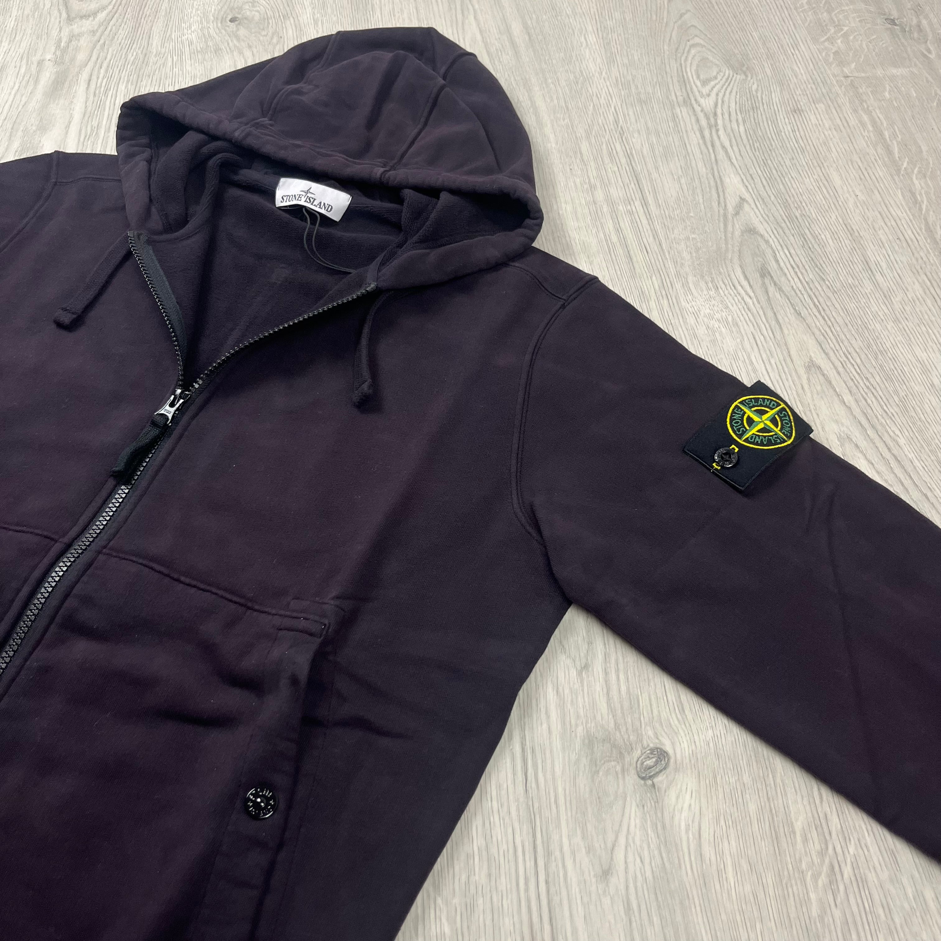 Stone Island Zip Hoodie - Burgundy