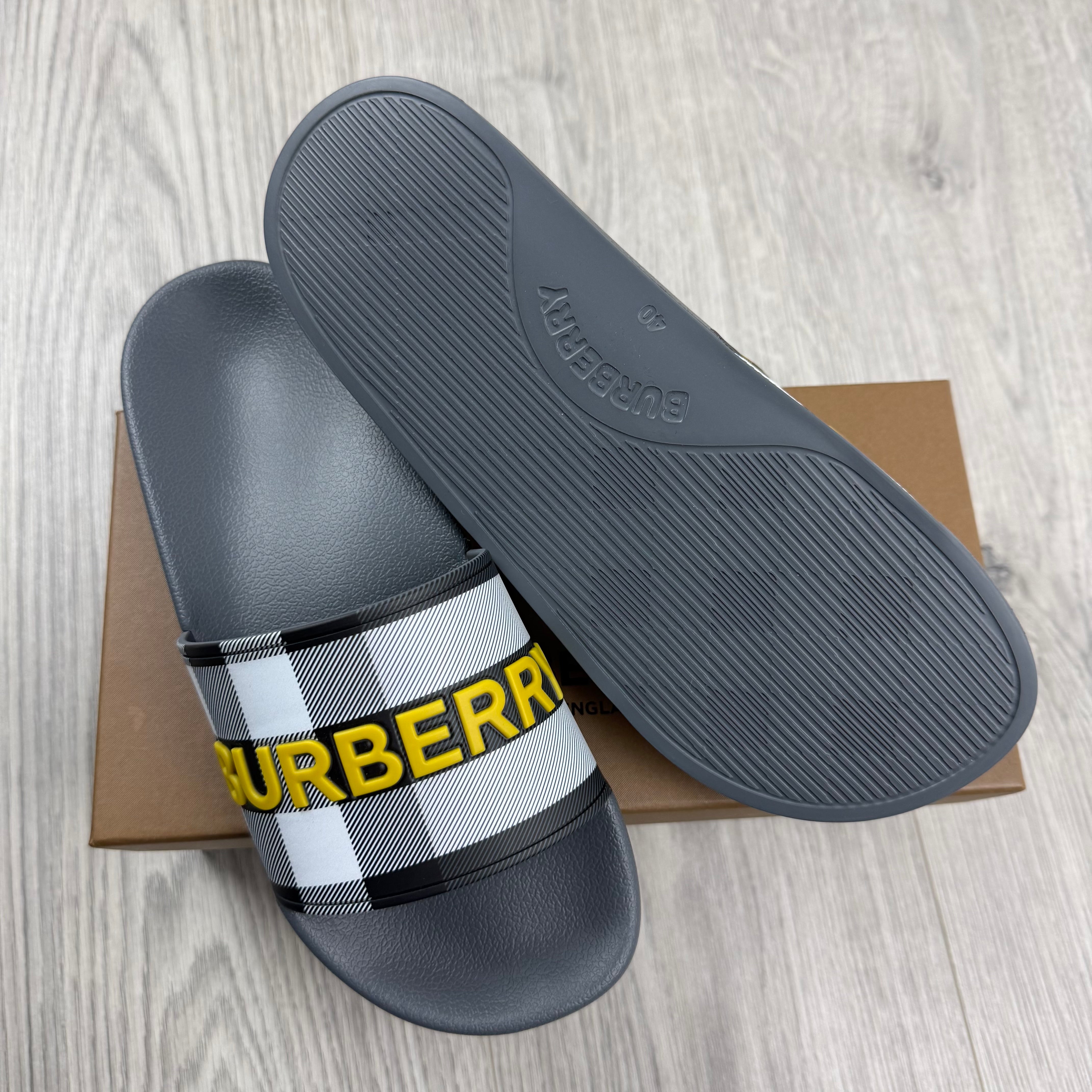 Burberry 'Furley' Slides - Grey