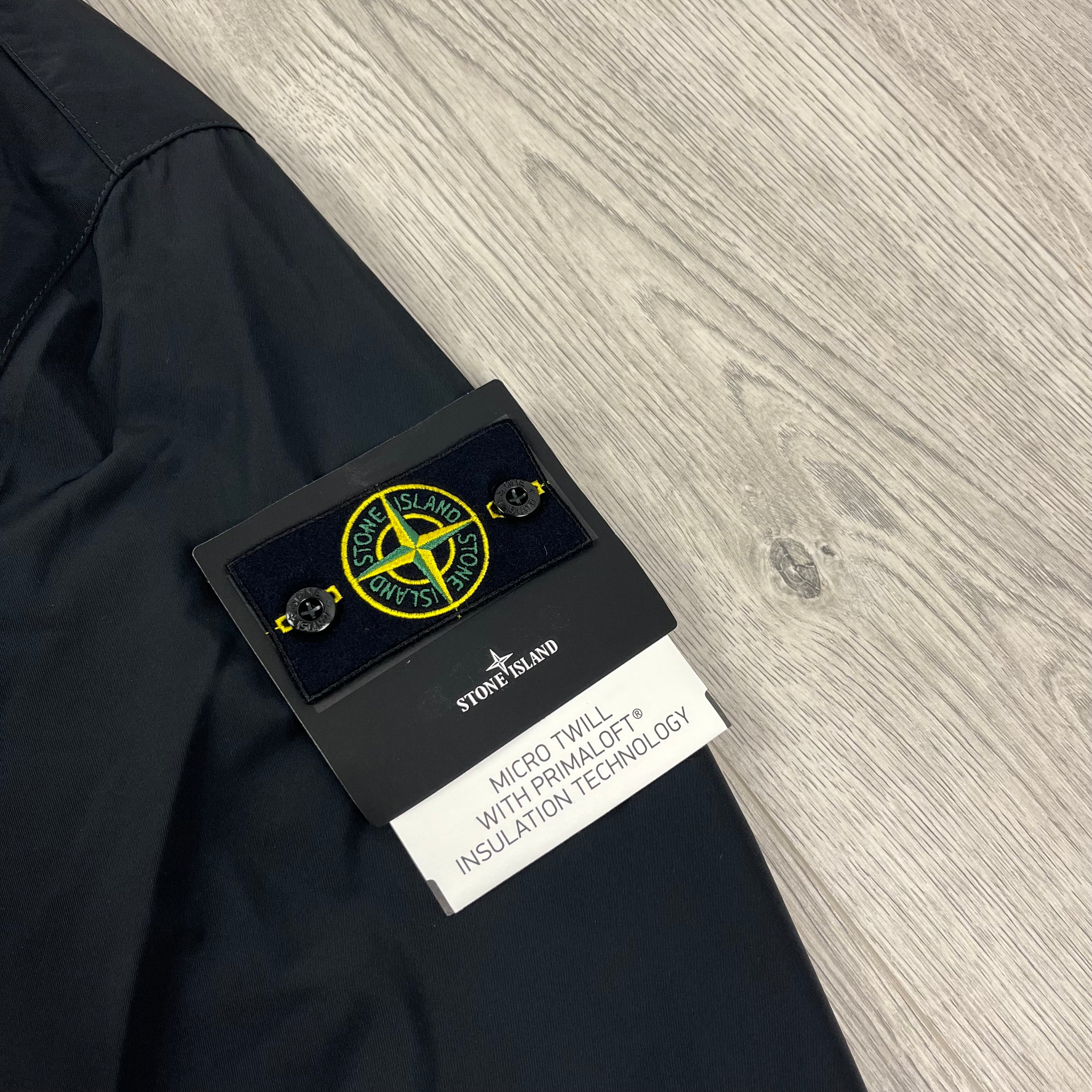 Stone Island Micro Twill car coat in black. On sale at Open Attire.