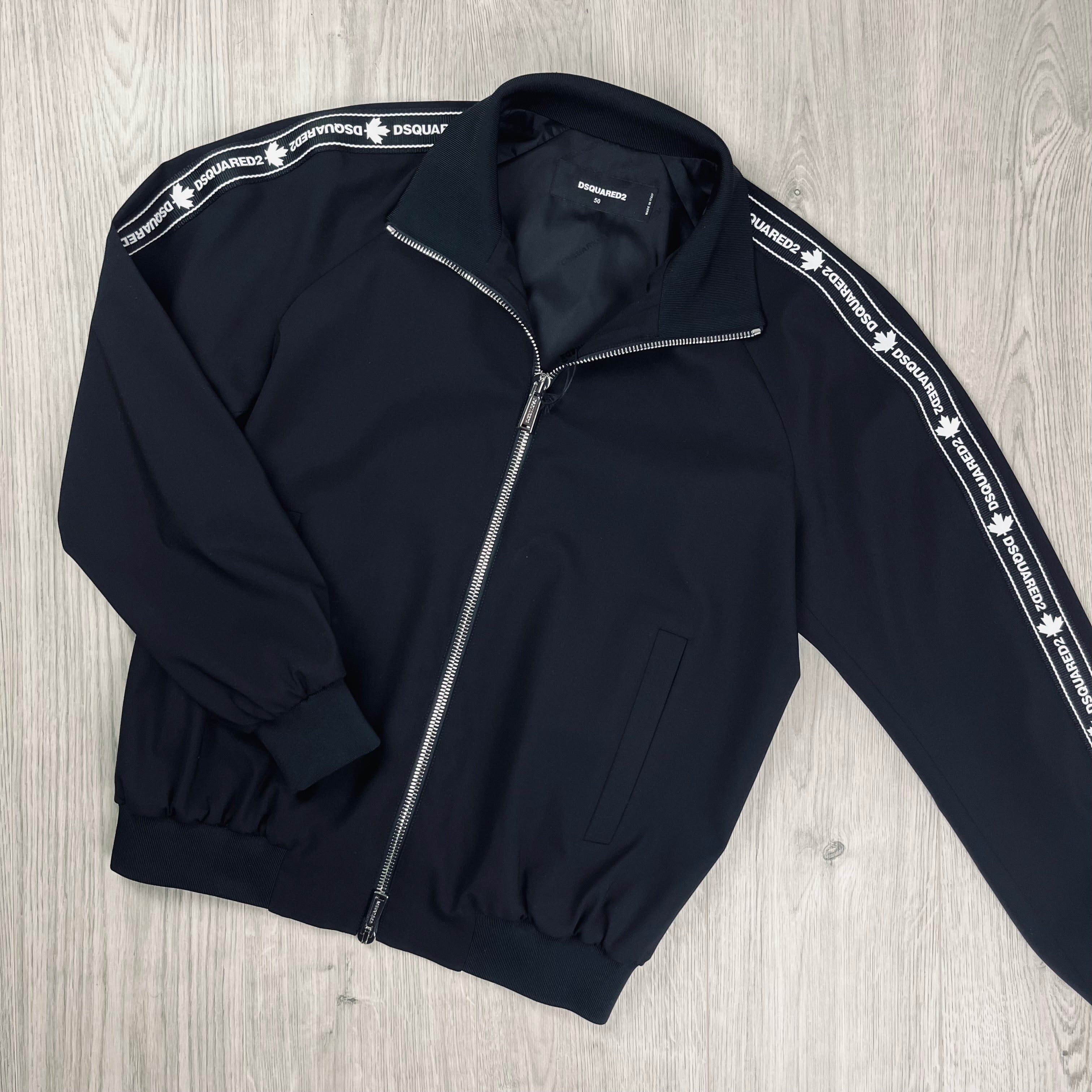 DSQUARED2 Track Jacket in Black. On sale at Open Attire. 