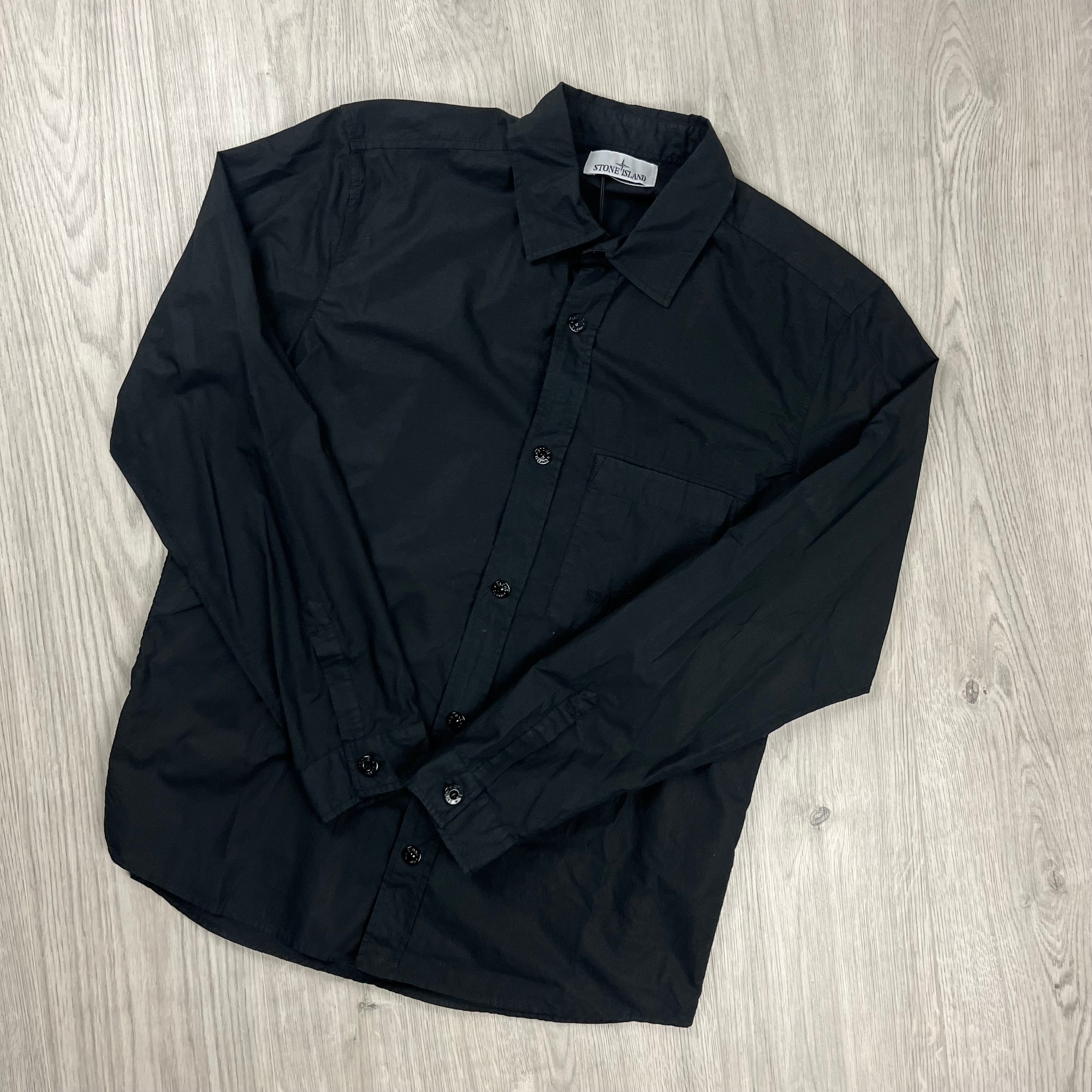 Stone Island Button Overshirt - Black