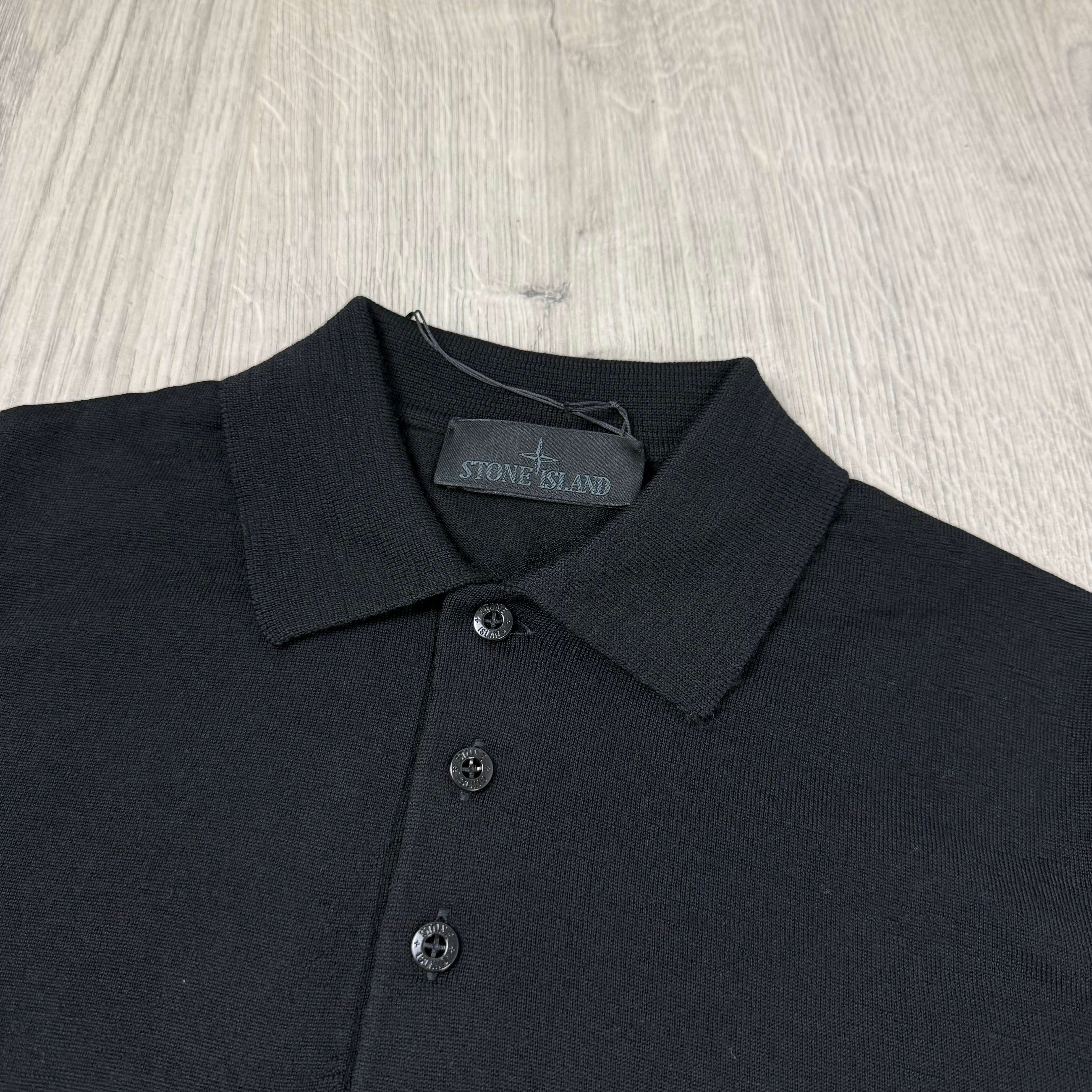 Stone Island Ghost Knit Polo Shirt - Black