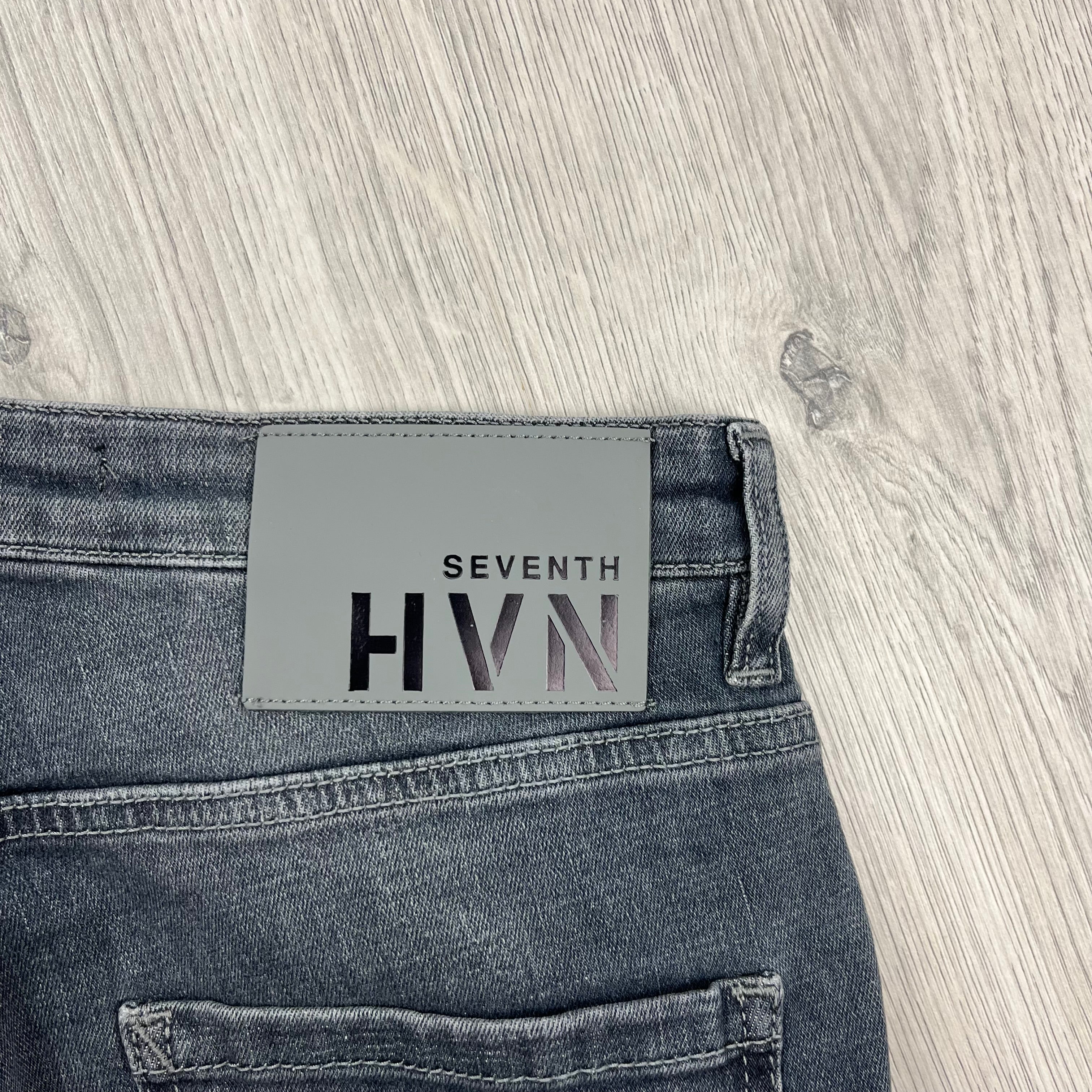 7TH HVN Slim Jeans in Grey Denim. On sale at Open Attire.