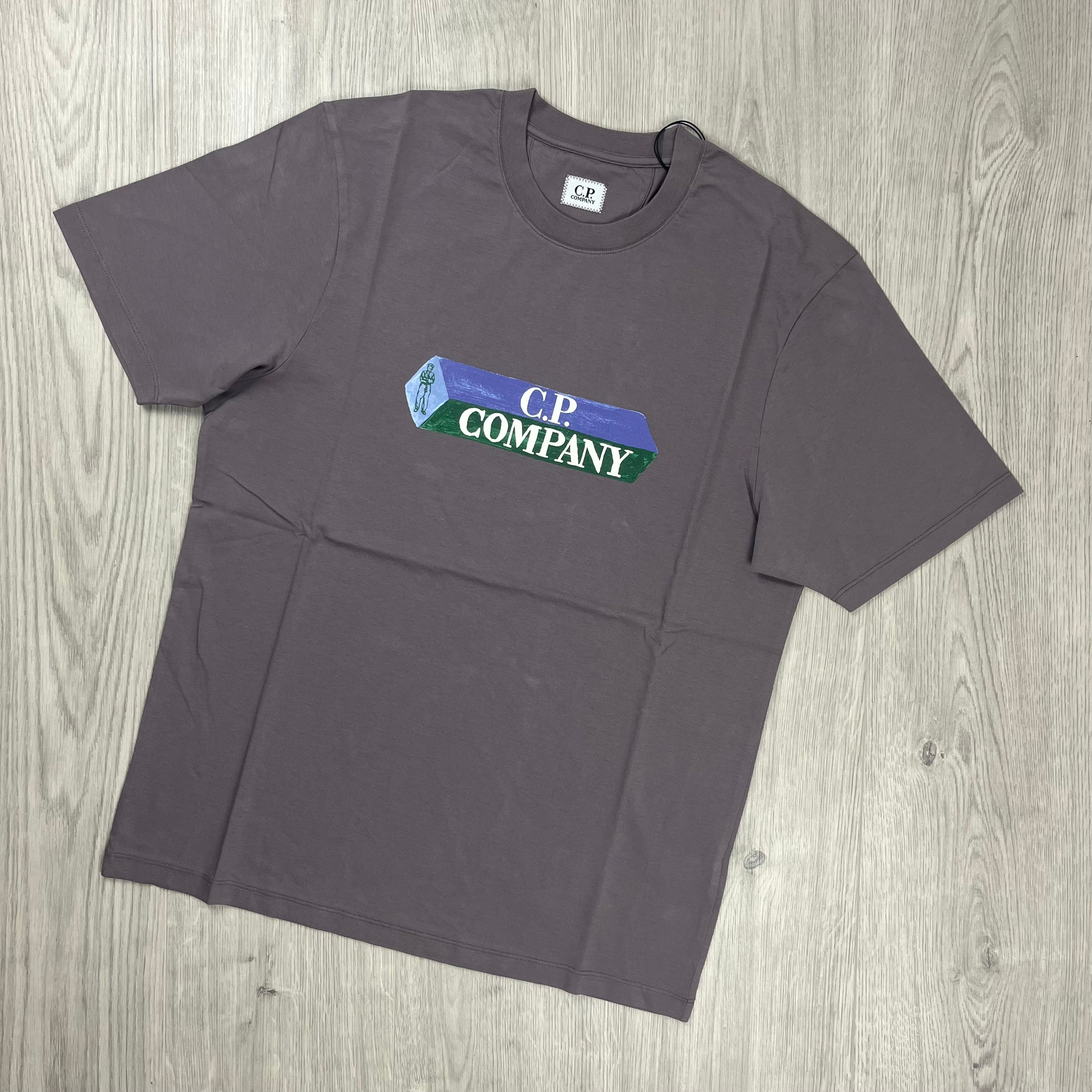 CP Company 30/1 T-shirt in Purple Dove. On sale at Open Attire.