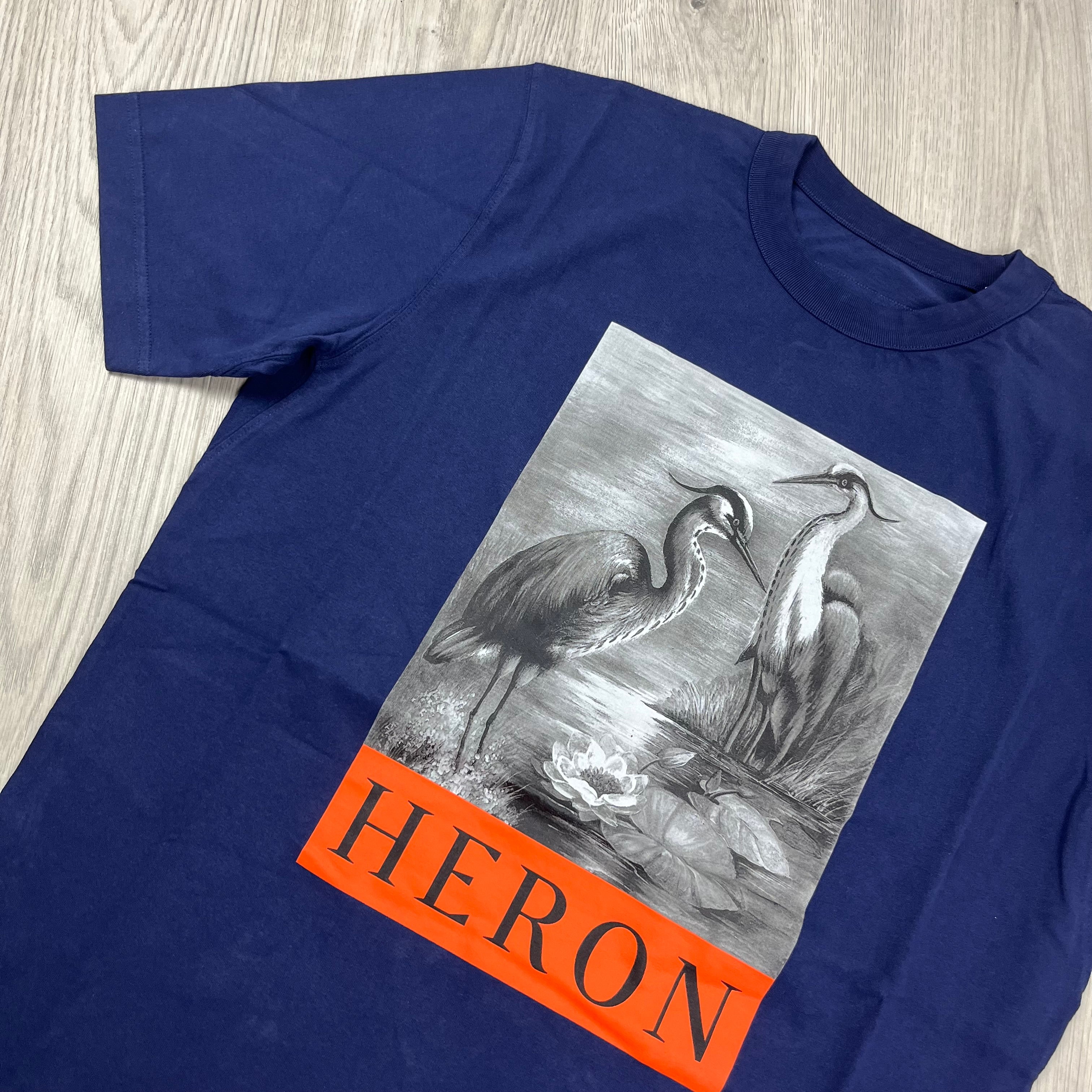 Heron Preston Printed T-shirt in Navy Blue. On sale at Open Attire.