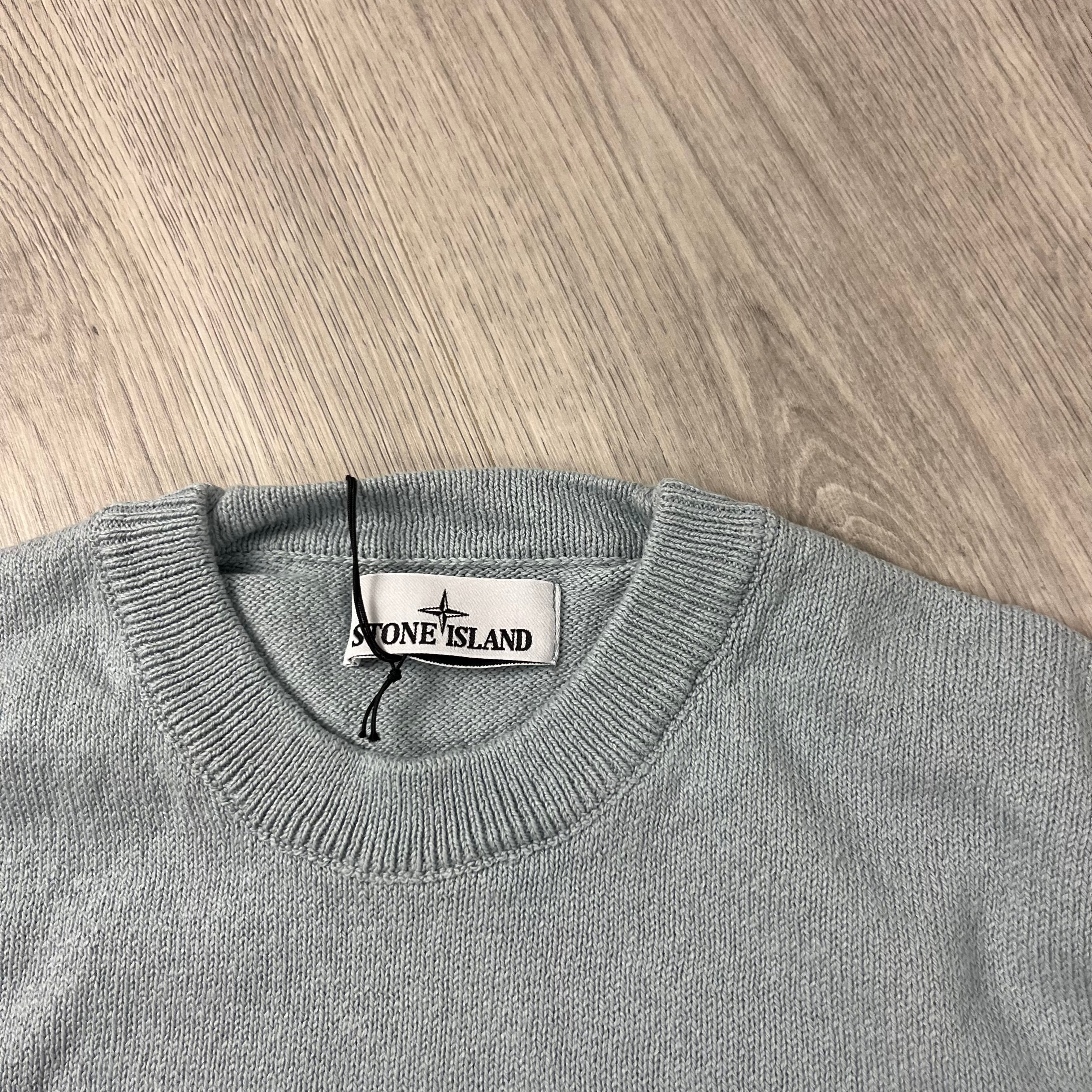 Stone Island knitted sweatshirt in Sky Blue. On sale at Open Attire.