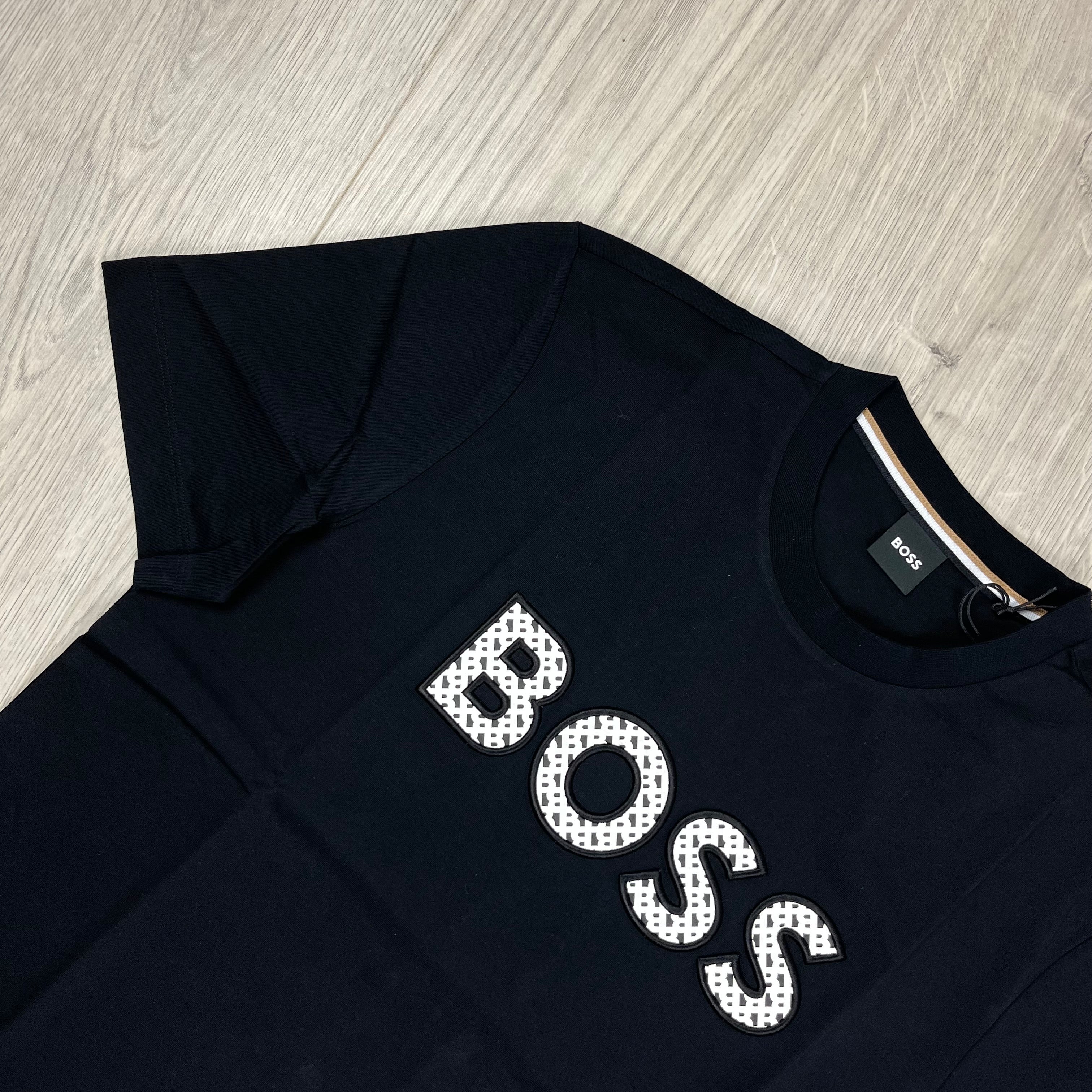 Hugo Boss Logo T-Shirt in Black. On sale at Open Attire. 