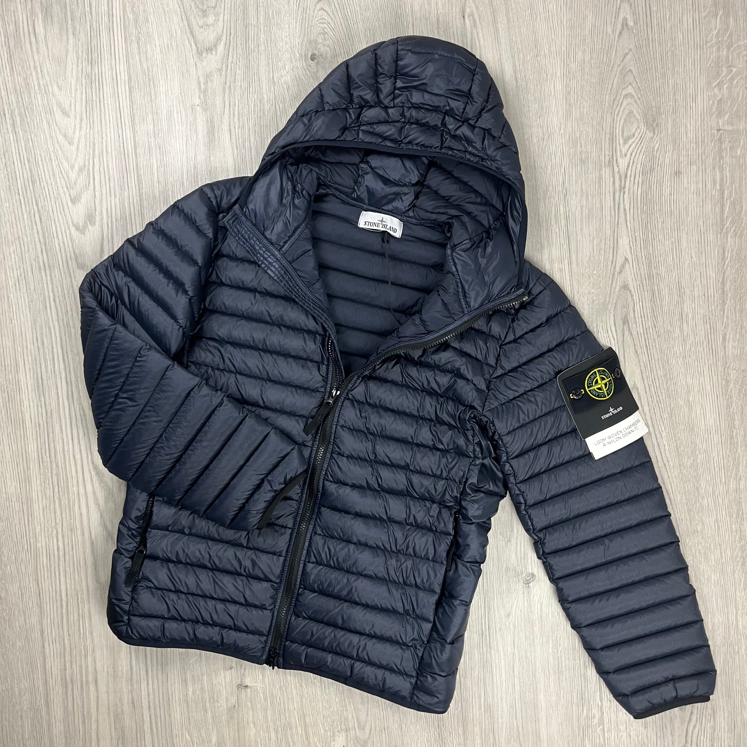 Stone Island Woven Down Jacket - Navy