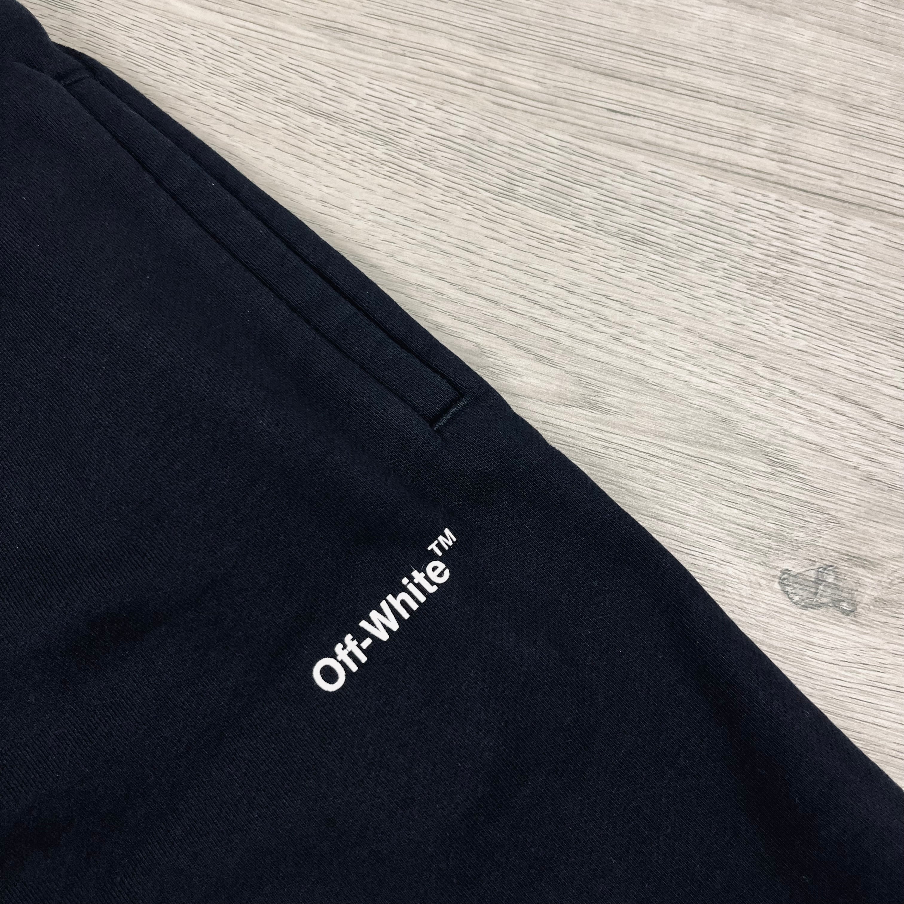 Off-White c/o Virgil Abloh Wave Sweatpants in Black. On sale at Open Attire.