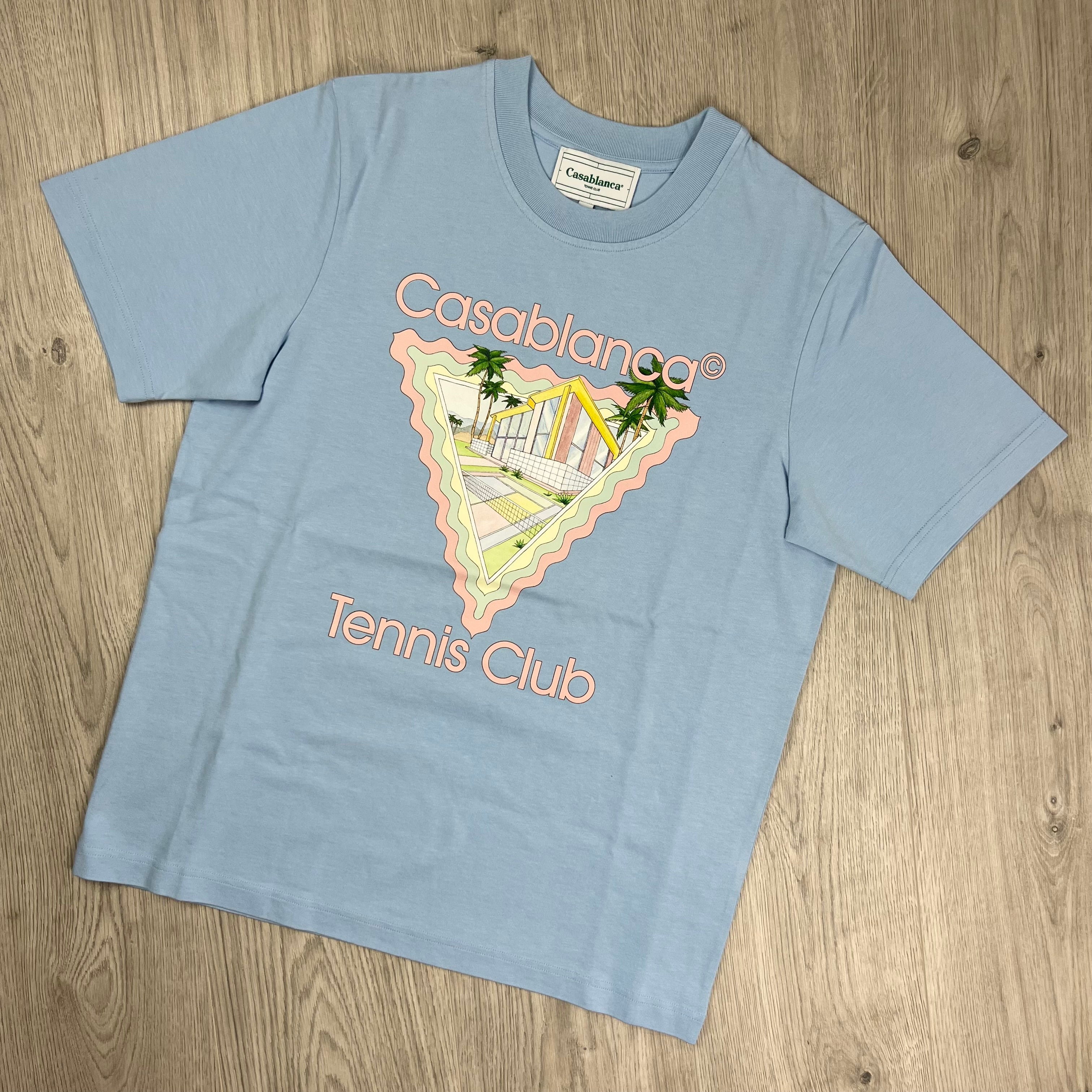 Casablanca 'Maison de Reve' Tennis Club T-shirt in Sky Blue. On sale at Open Attire.