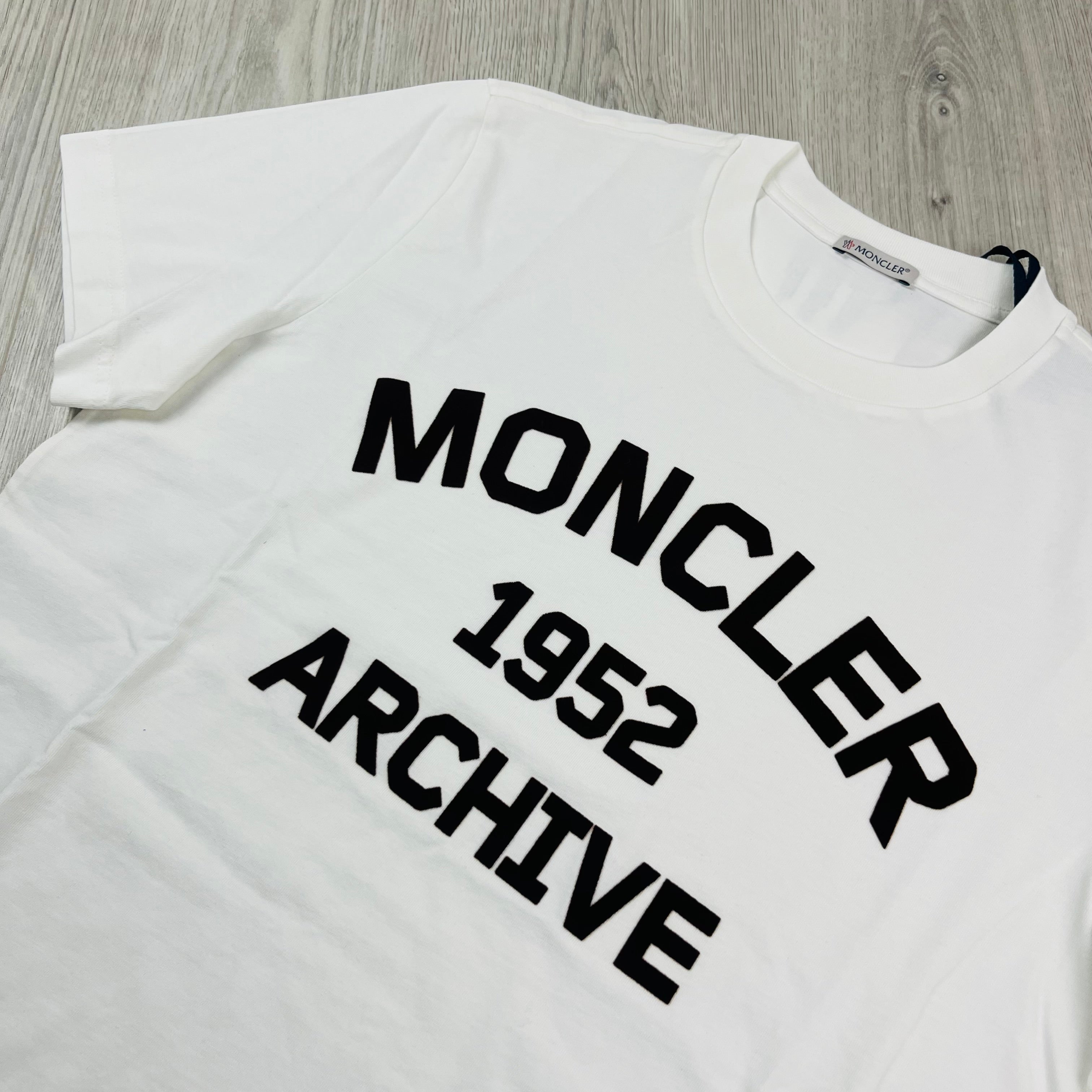 Moncler Archive T-Shirt in White. On sale at Open Attire.