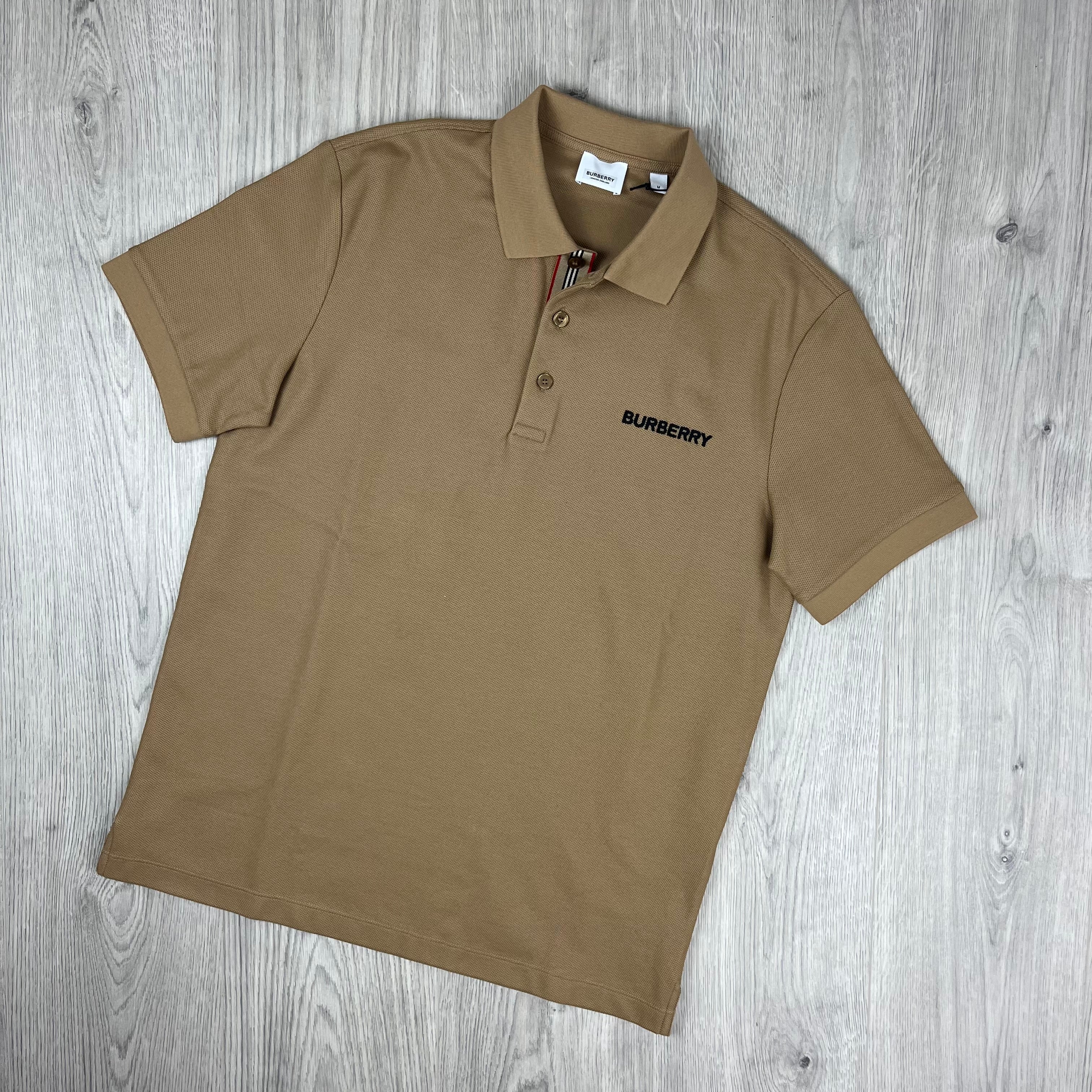 Men's Burberry 'Hartford' Polo Shirt in Soft Fawn. On sale at Open Attire.