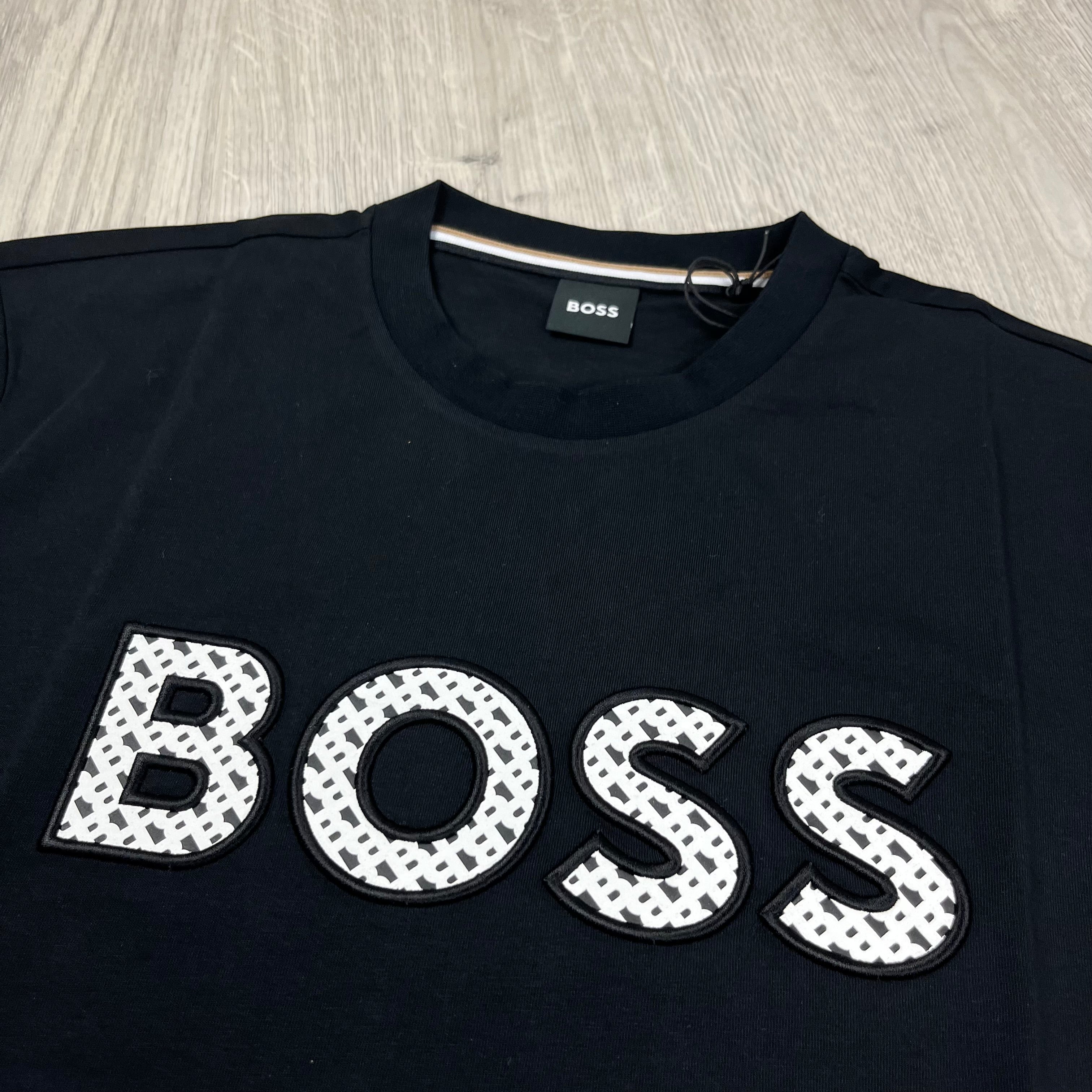 Hugo Boss Logo T-Shirt in Black. On sale at Open Attire. 