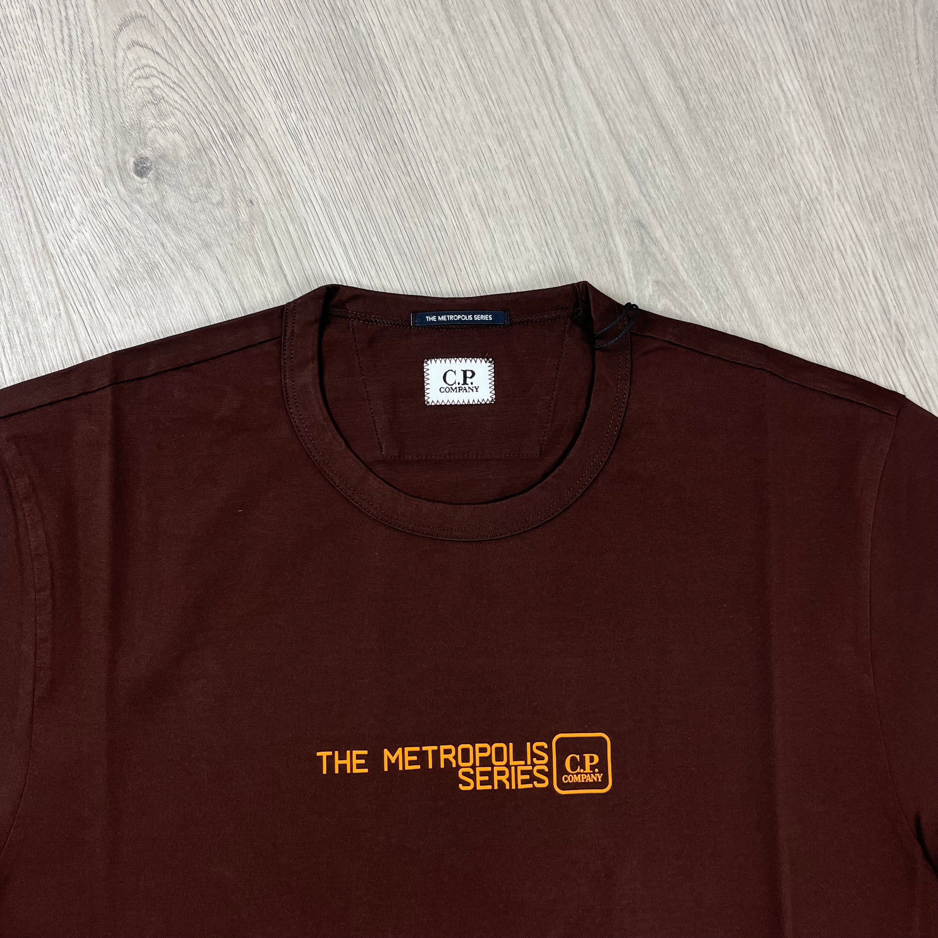 CP Company Metropolis T-shirt in Rum Raisin. On sale at Open Attire.