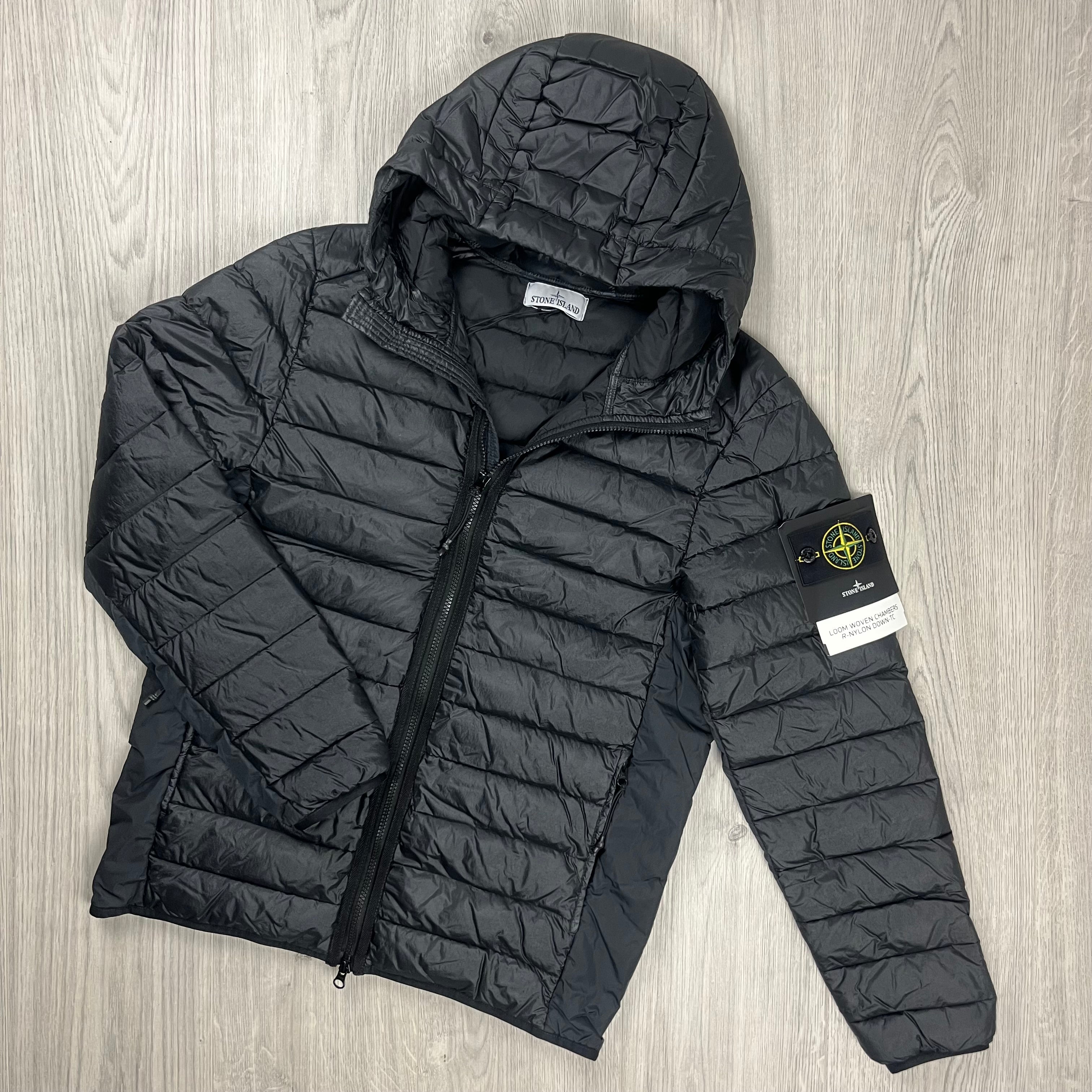 Stone Island Woven Down Jacket - Black