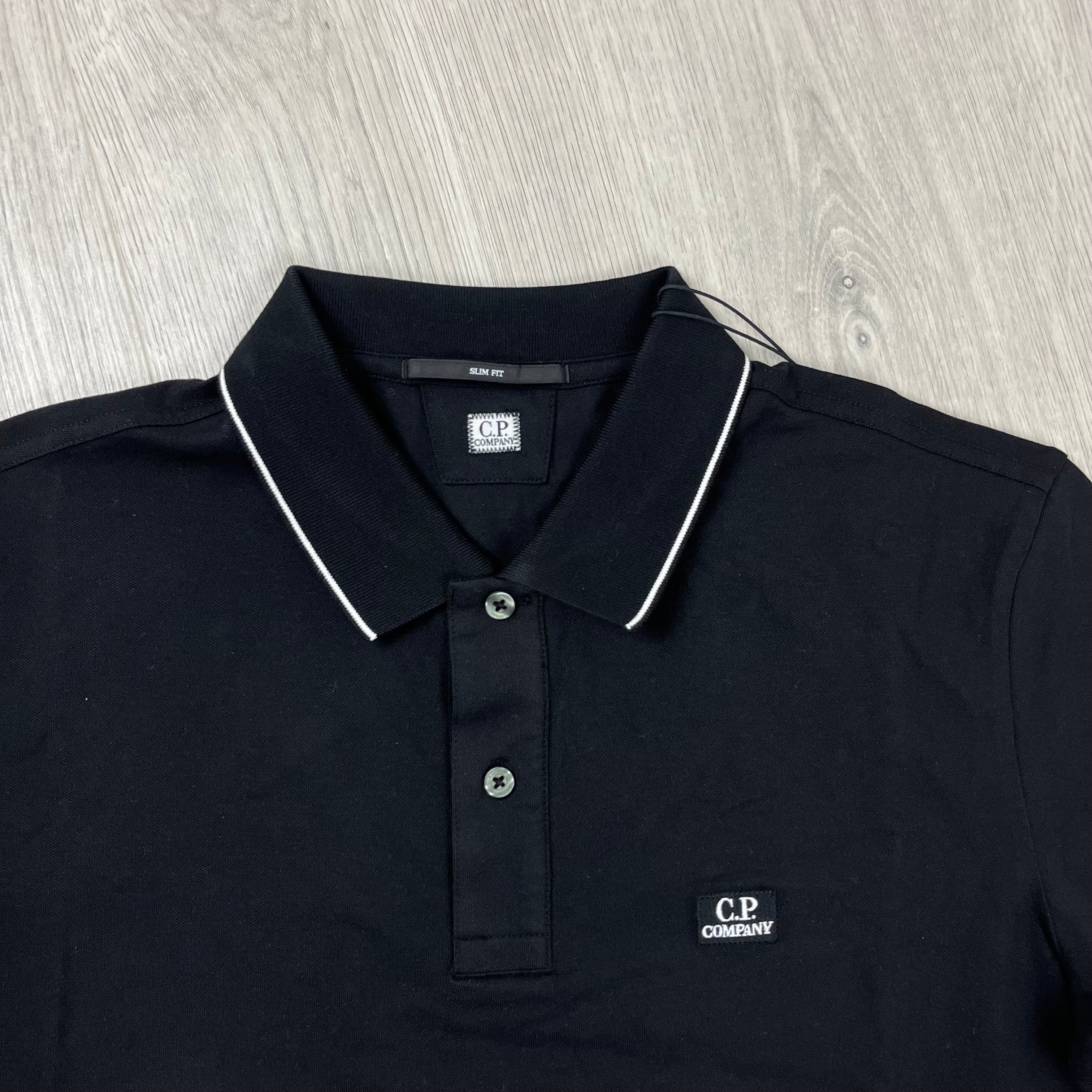 CP Company Piquet Polo Shirt - Black