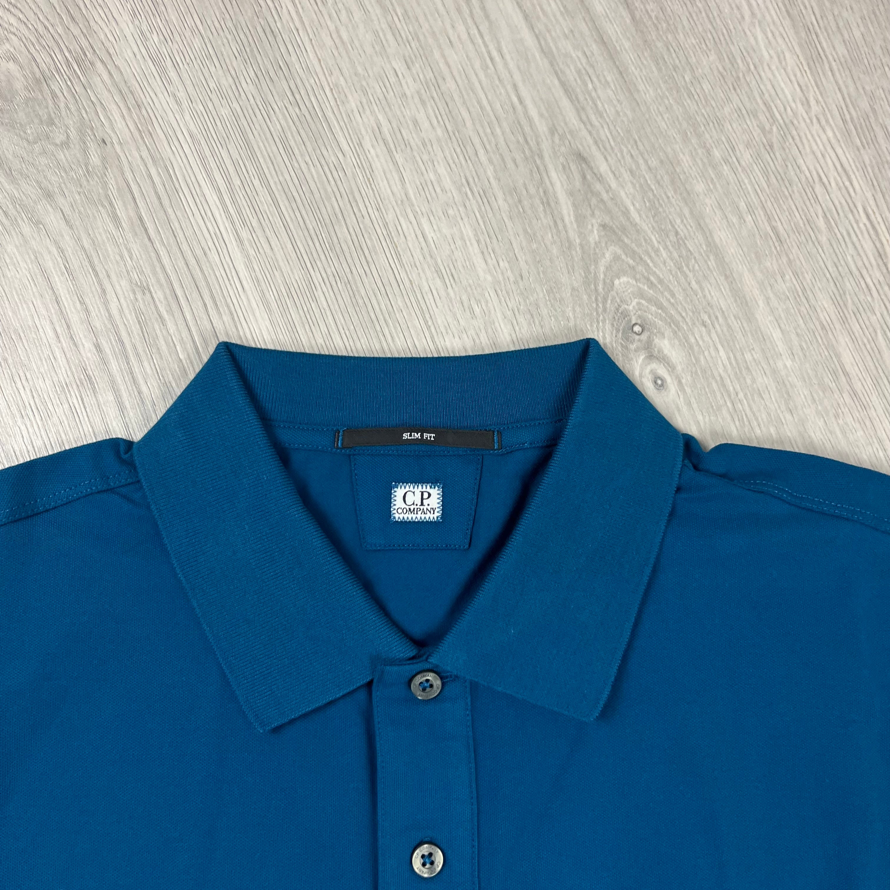 CP Company Piquet Polo Shirt - Ink Blue