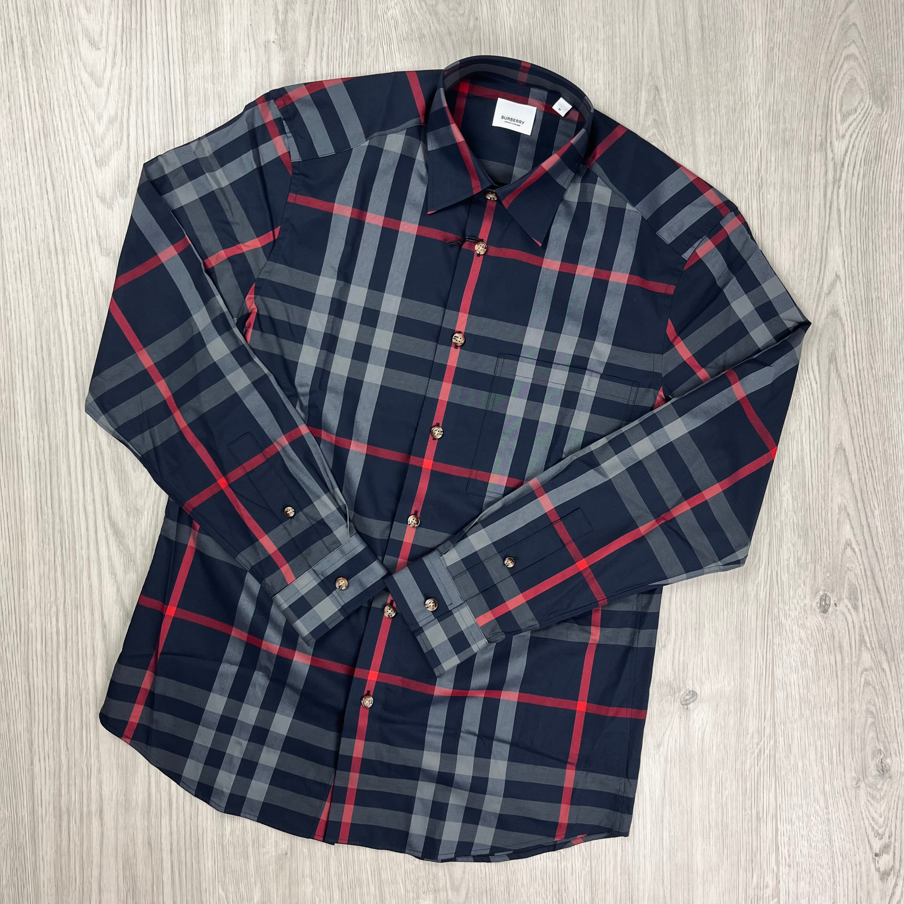 Burberry Claverdon Shirt in Navy Blue. On sale at Open Attire.