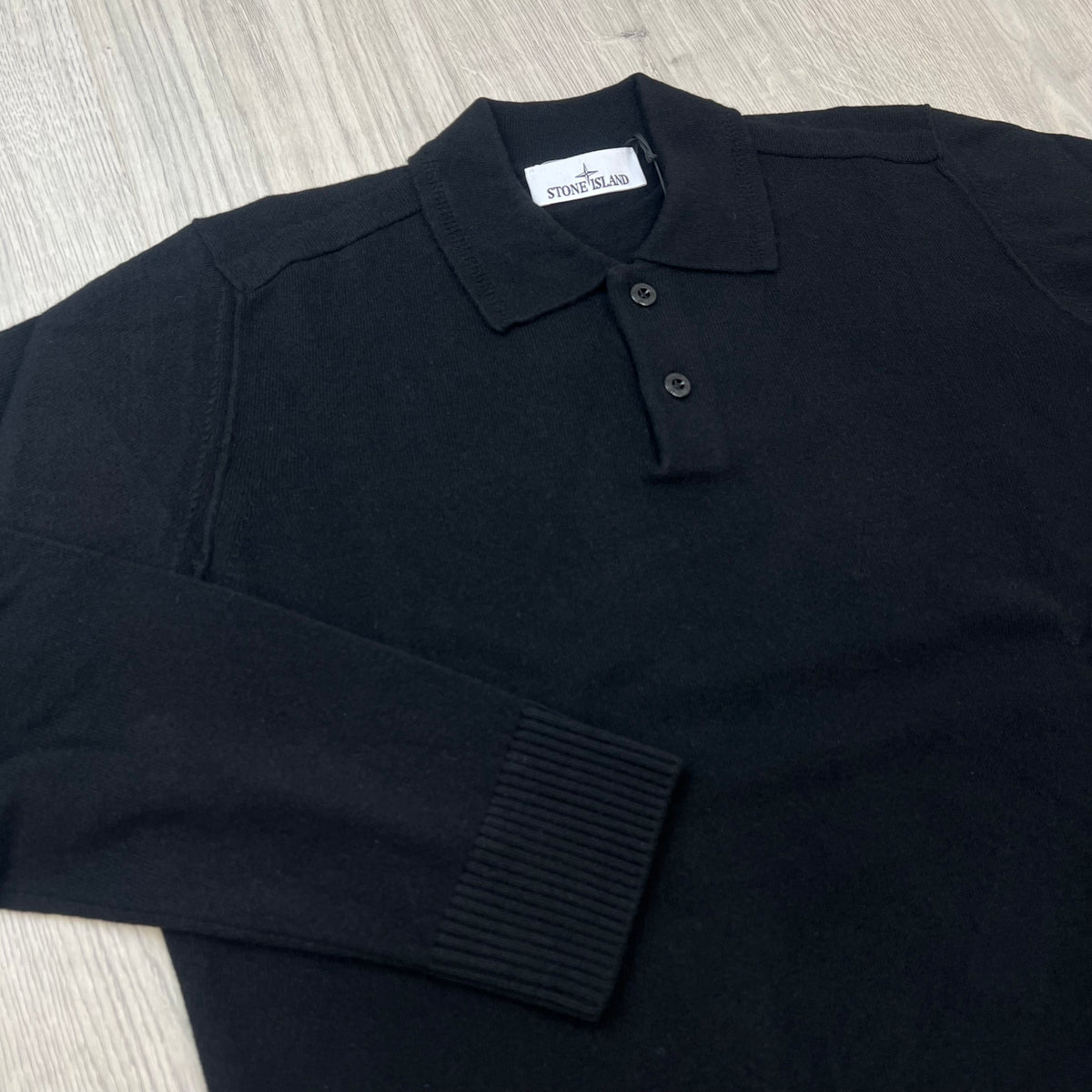 Stone Island Knit Polo Shirt - Black